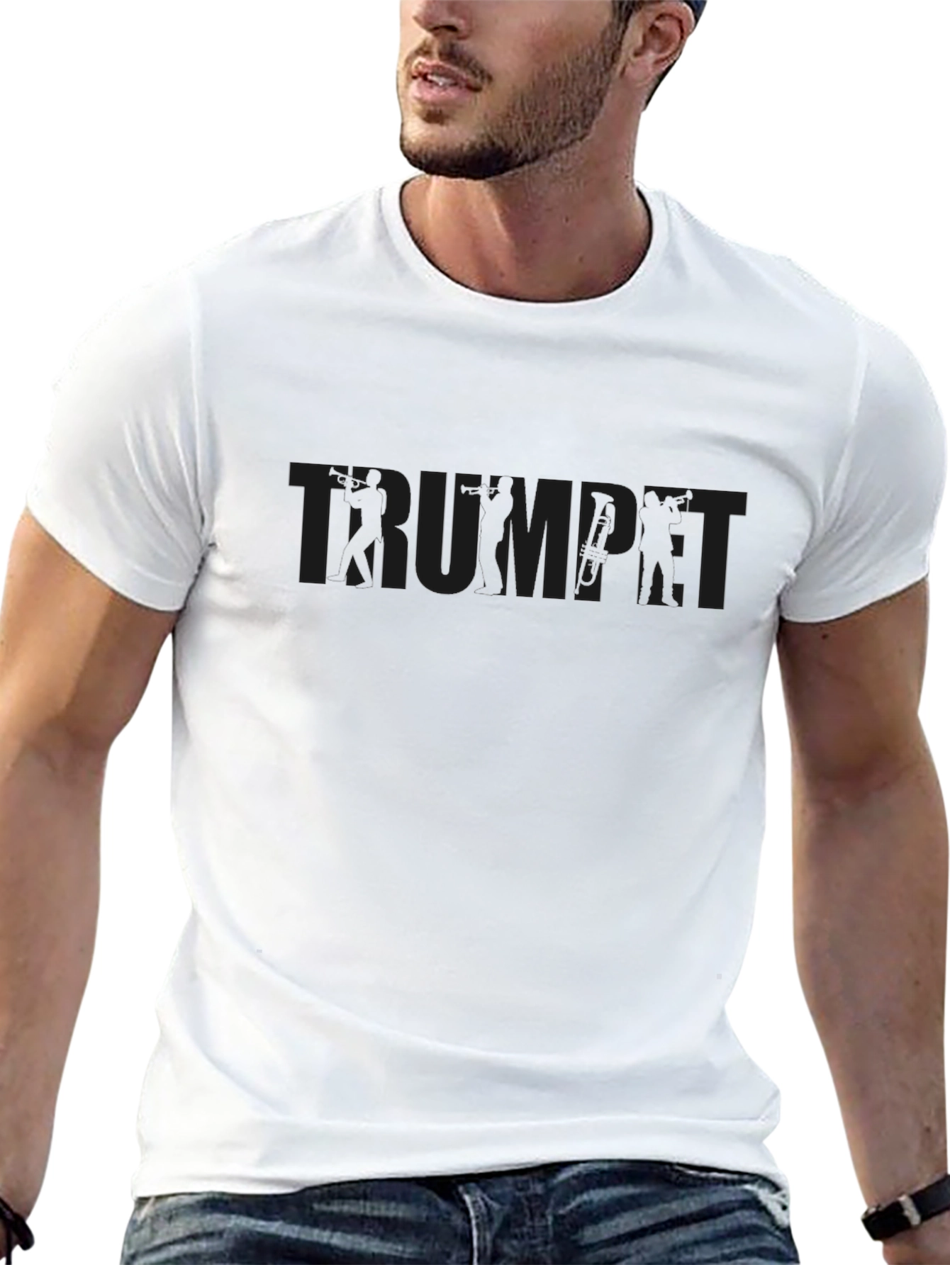 Black Trumpet Graphic Print T-Shirt
