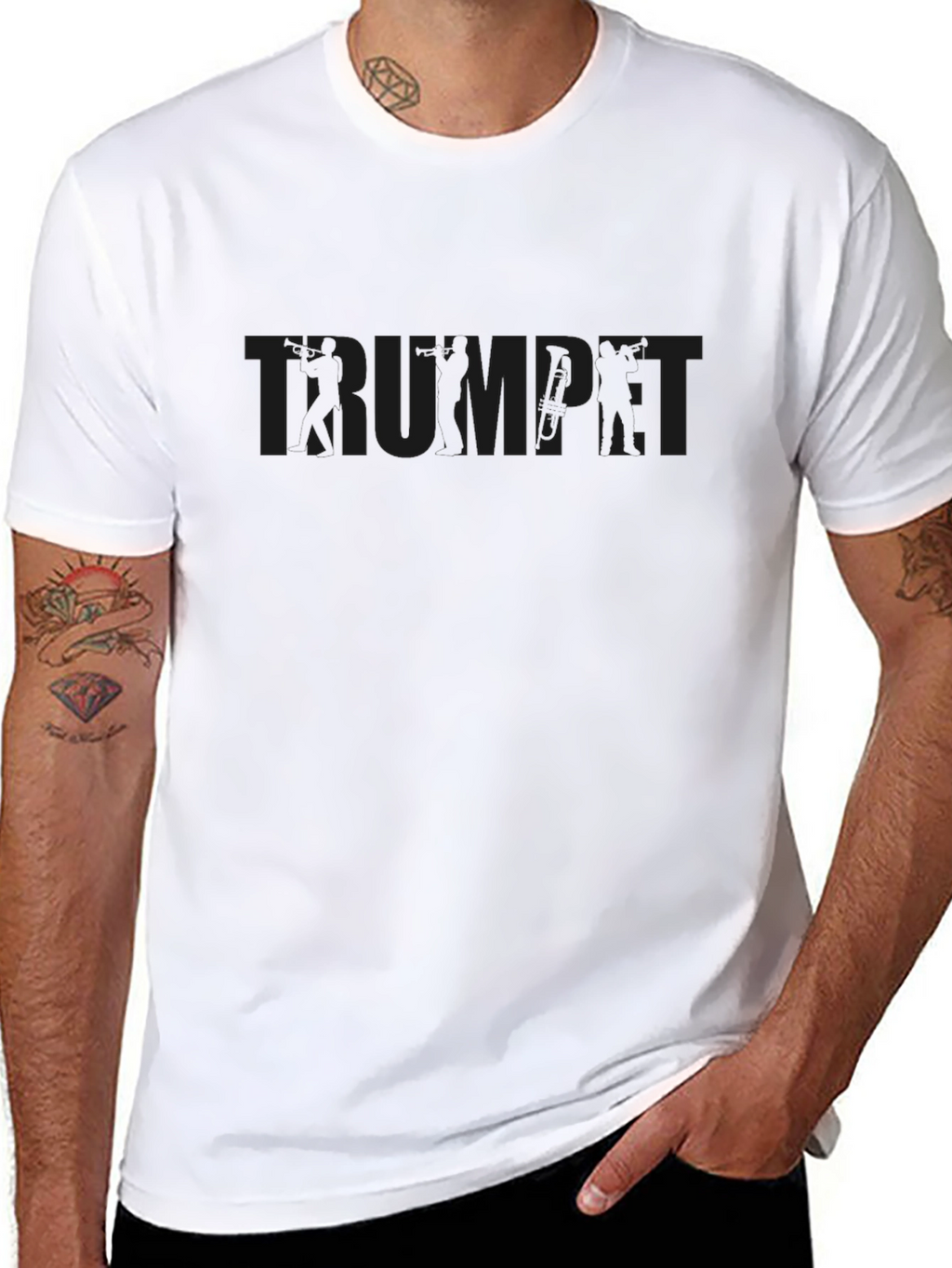 Black Trumpet Graphic Print T-Shirt