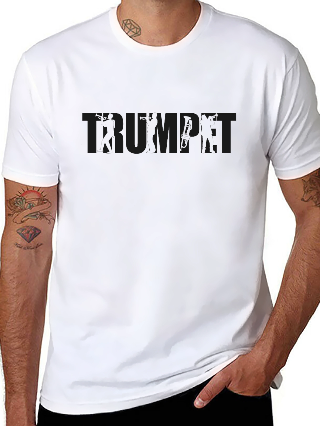 Black Trumpet Graphic Print T-Shirt