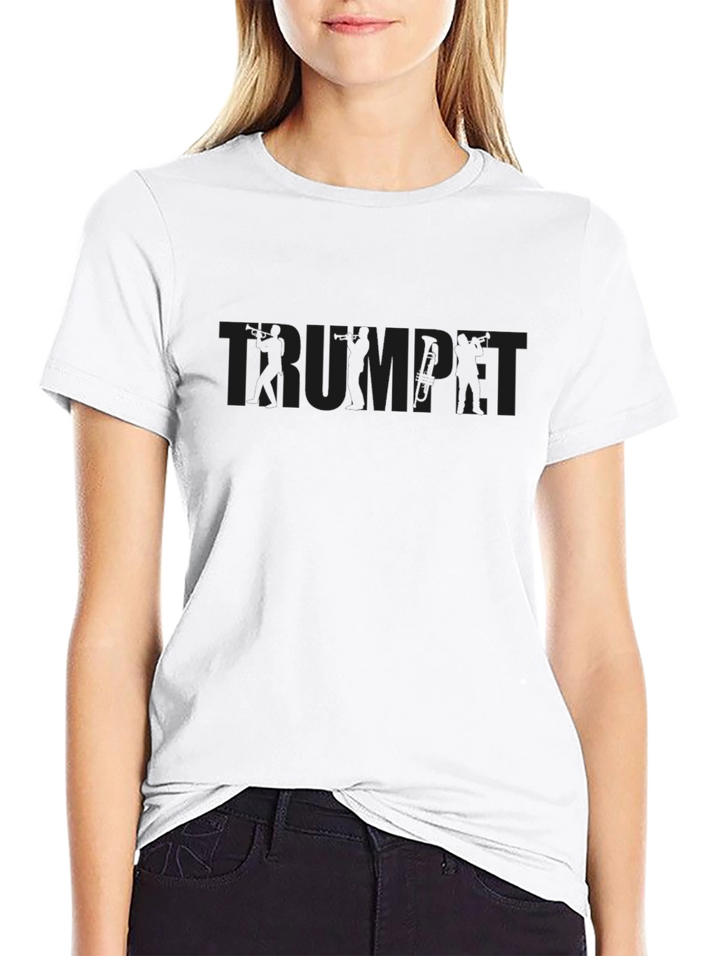 Black Trumpet Graphic Print T-Shirt