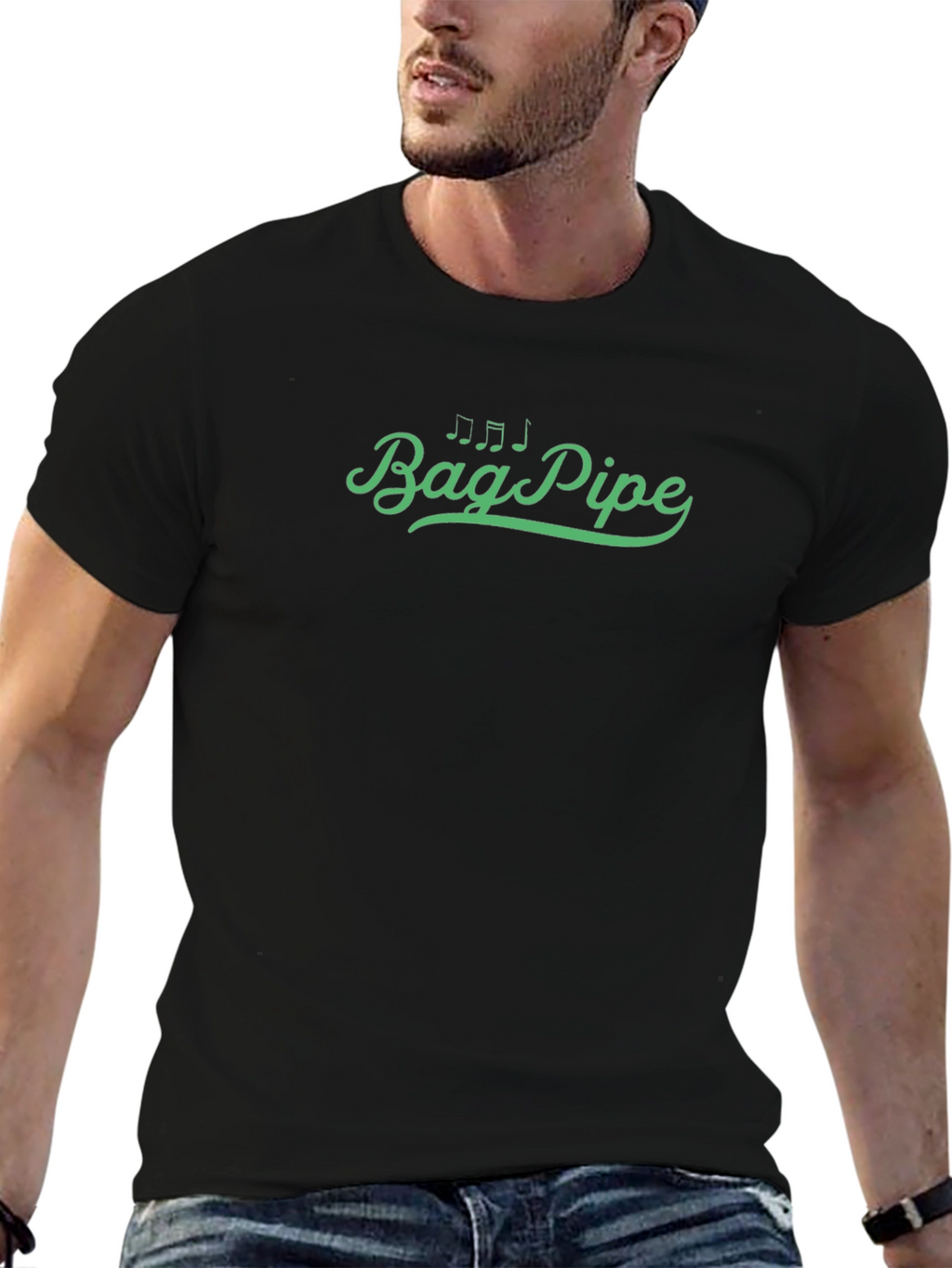 Bagpipe Graphic T-Shirt - Black