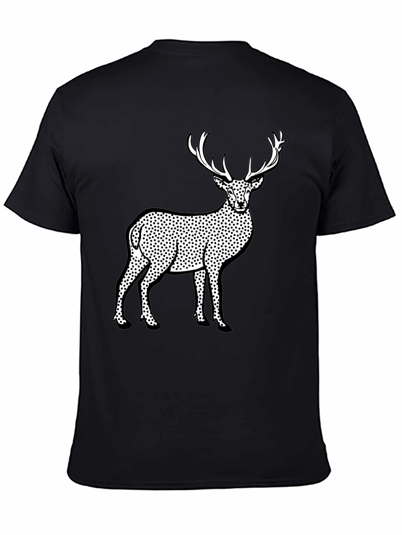 Deer Print Black T-Shirt