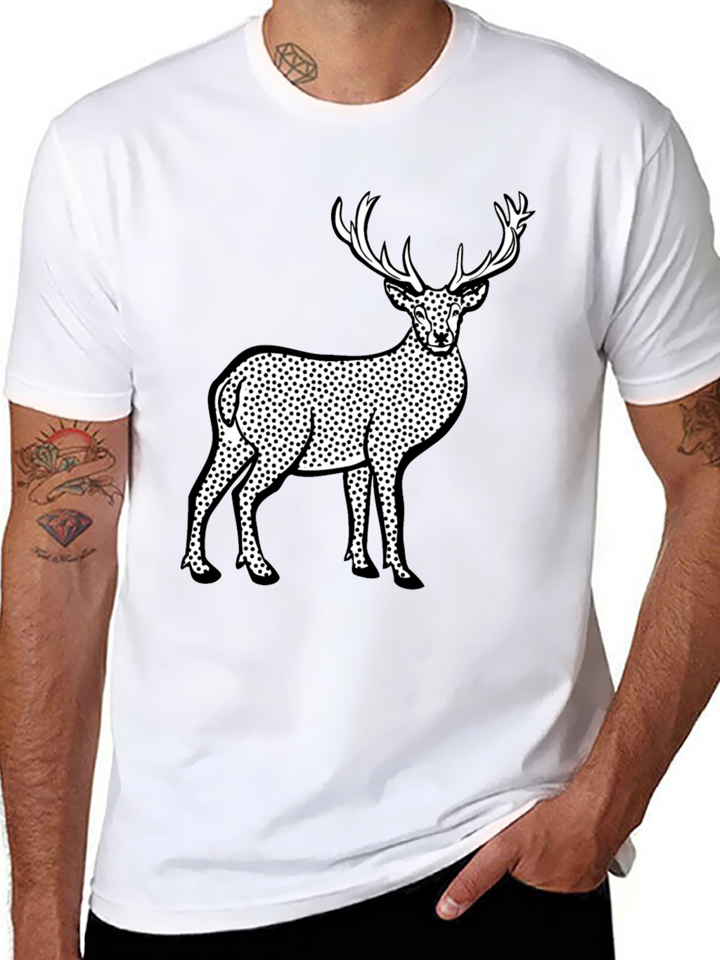 Deer Print Black T-Shirt