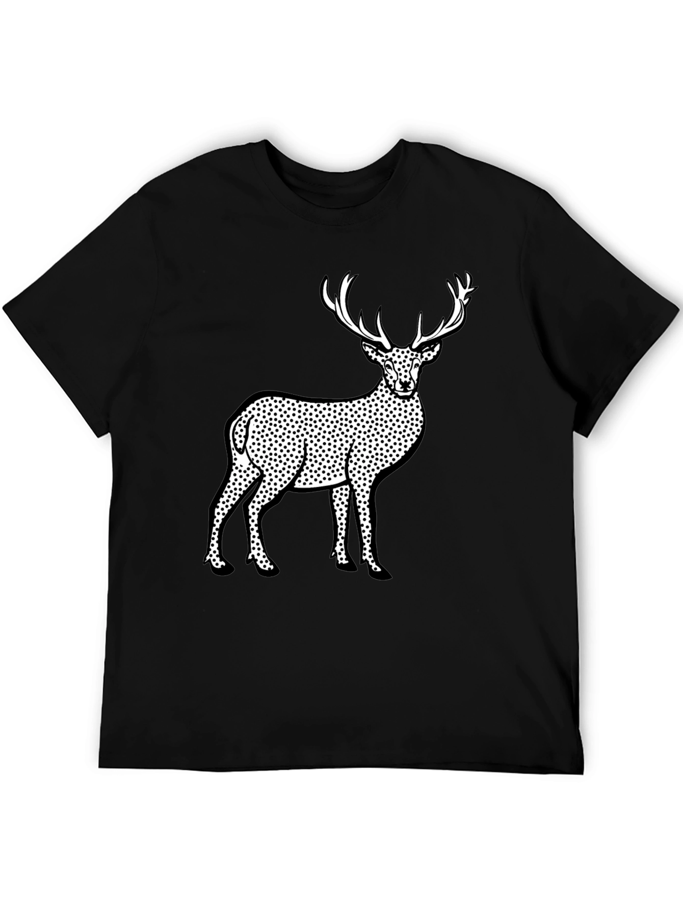 Deer Print Black T-Shirt