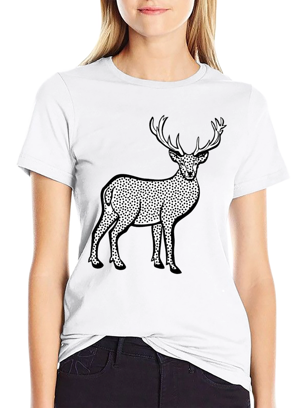 Deer Print Black T-Shirt