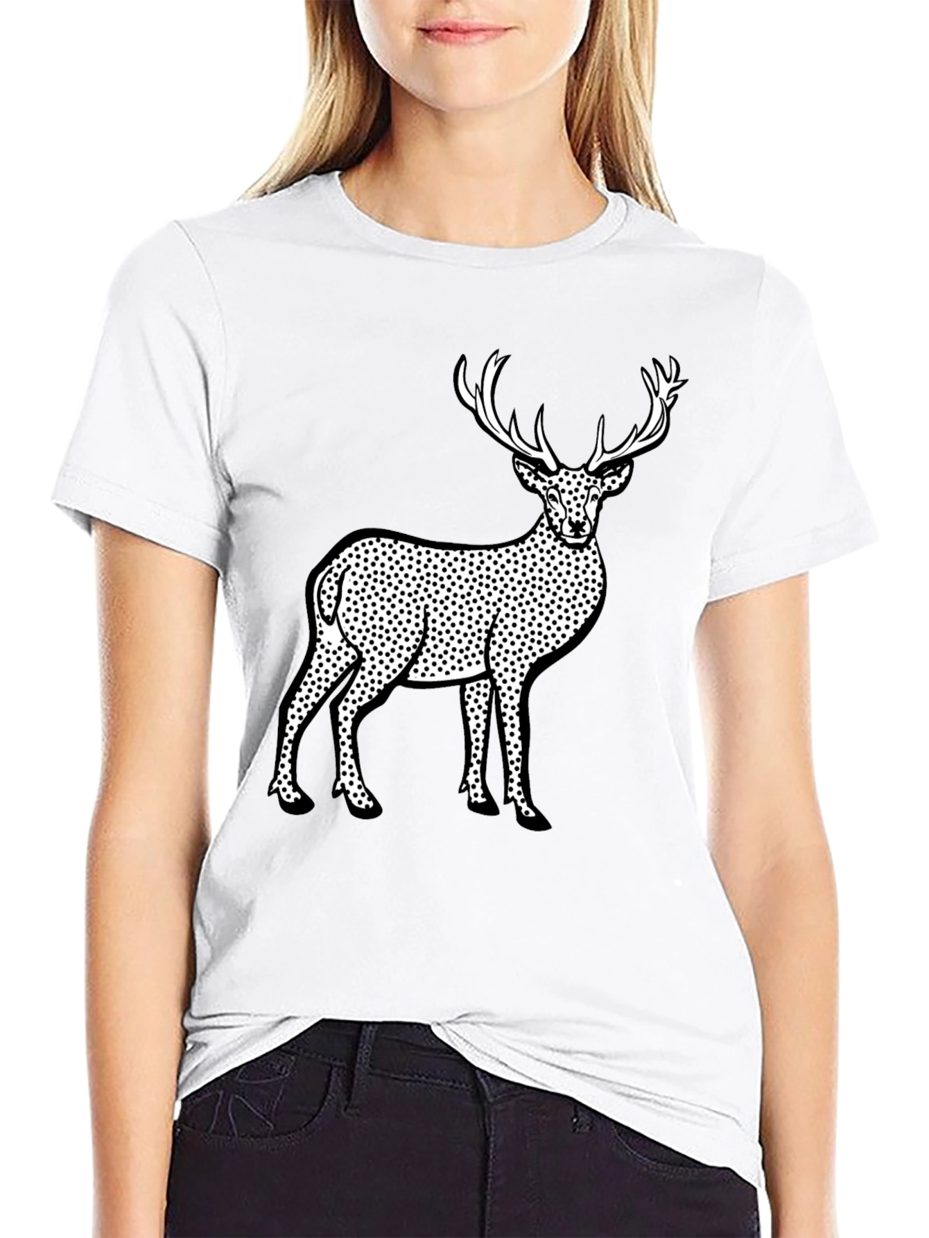 Deer Print Black T-Shirt