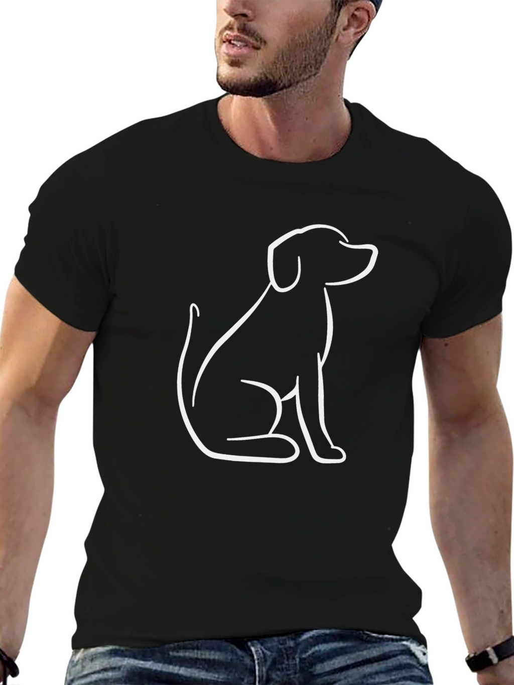 Dog Outline Black T-Shirt
