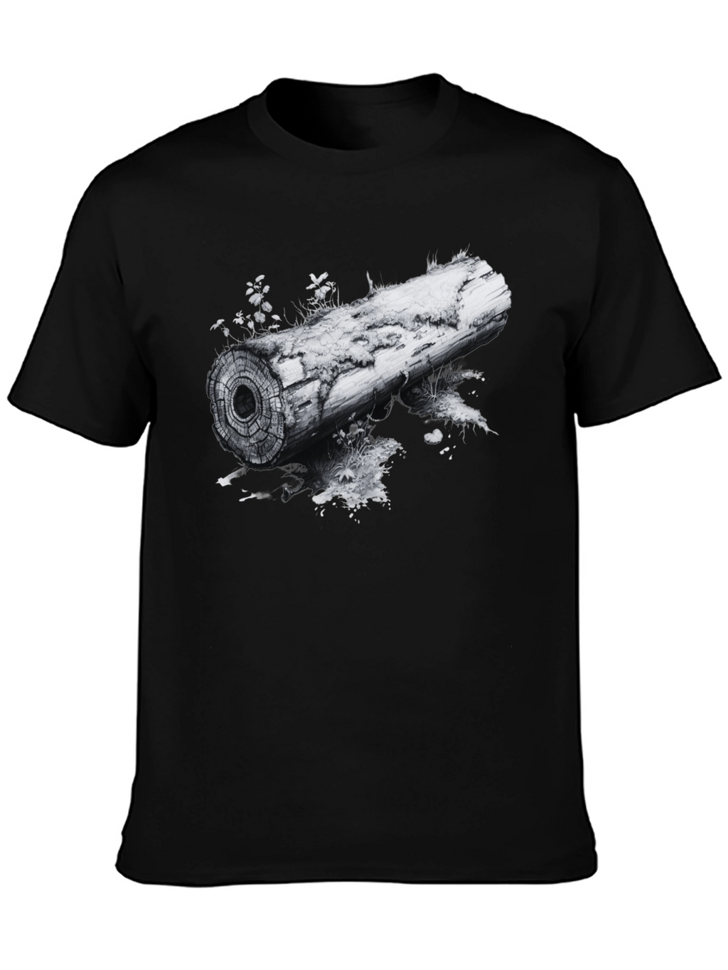 Nature Inspired Log Graphic Tee - Black