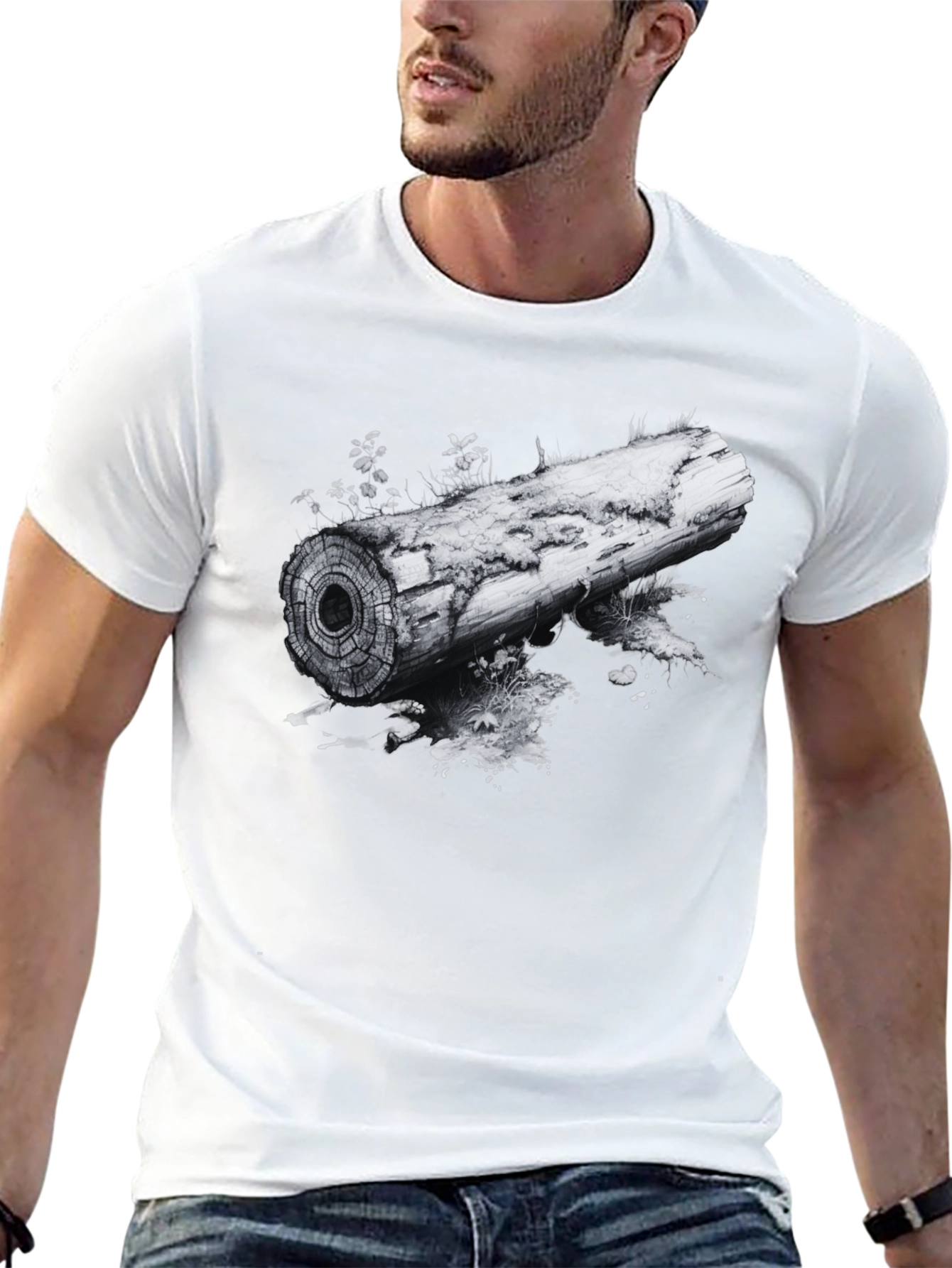 Nature Inspired Log Graphic Tee - Black