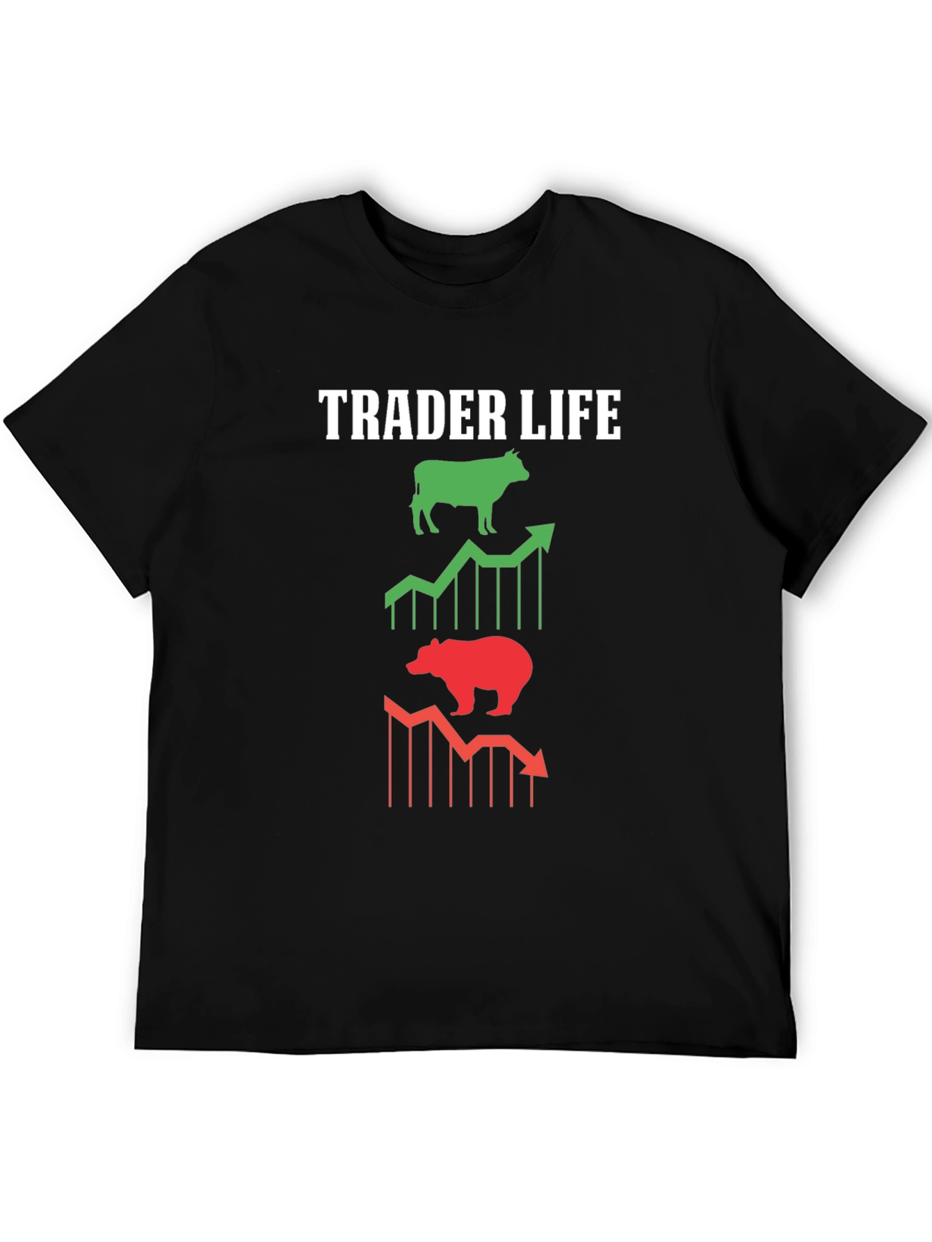 Trader Life Bull and Bear Black Graphic Tee