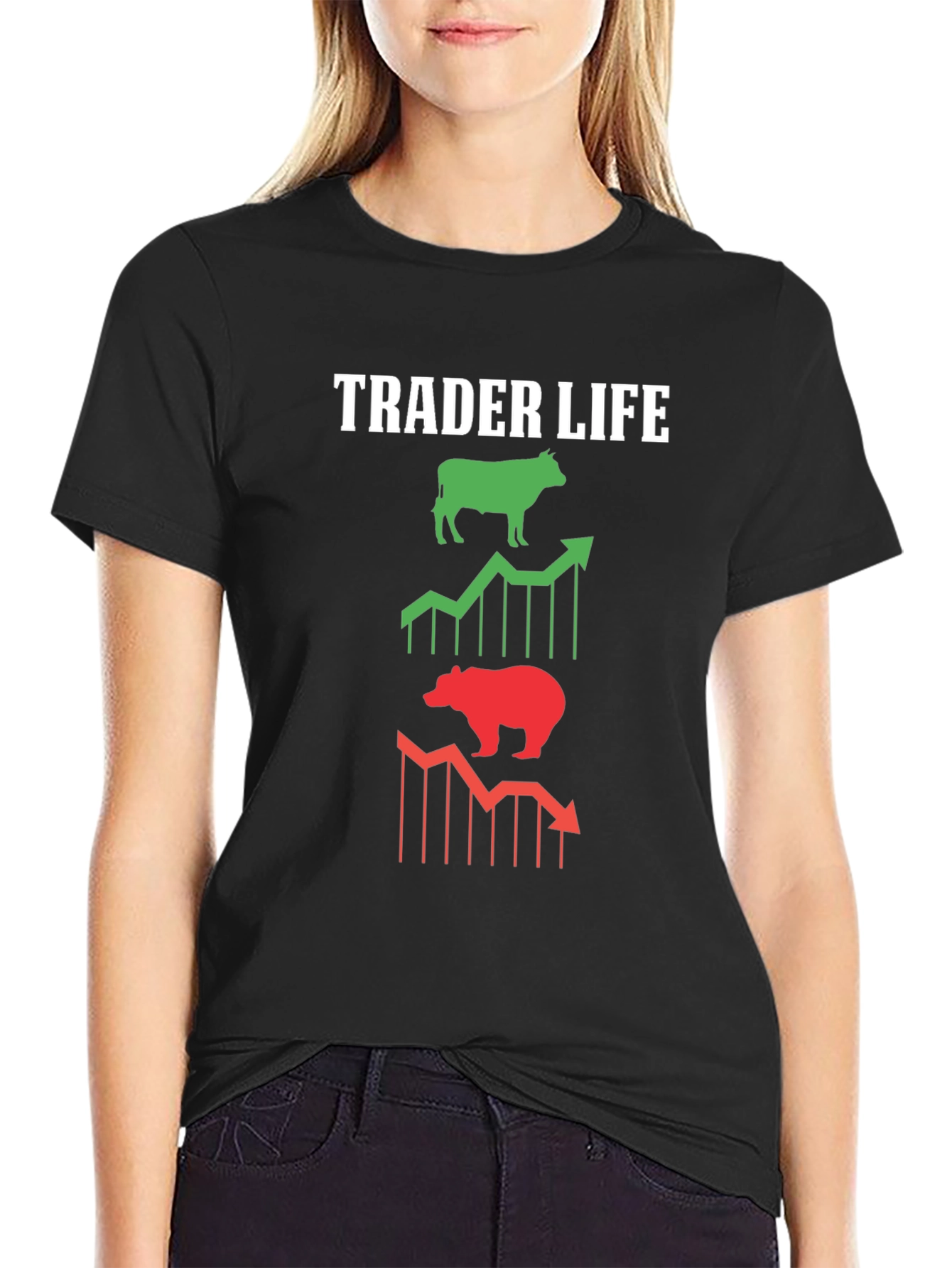 Trader Life Bull and Bear Black Graphic Tee