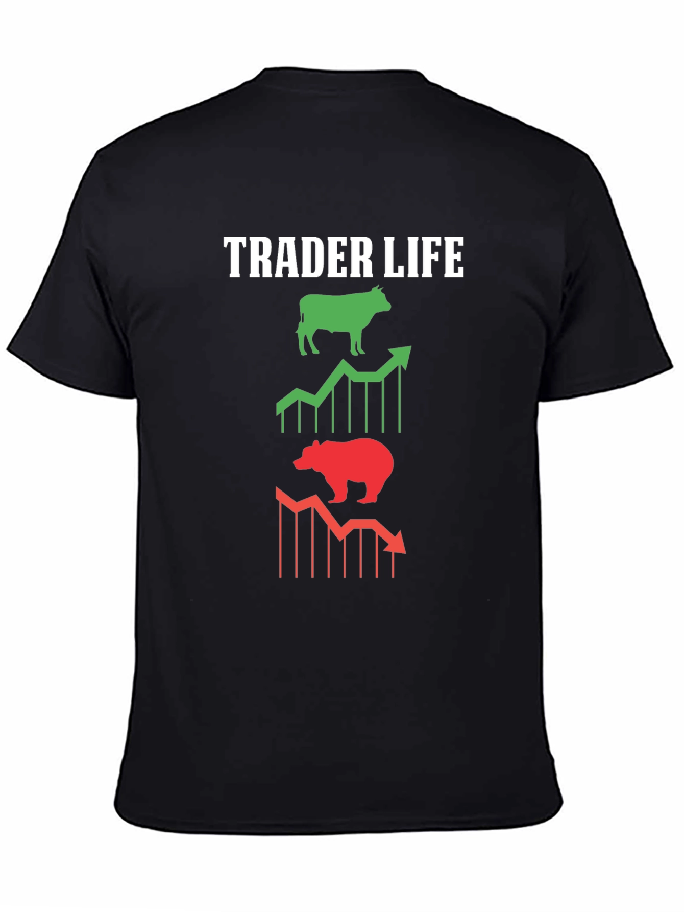 Trader Life Bull and Bear Black Graphic Tee