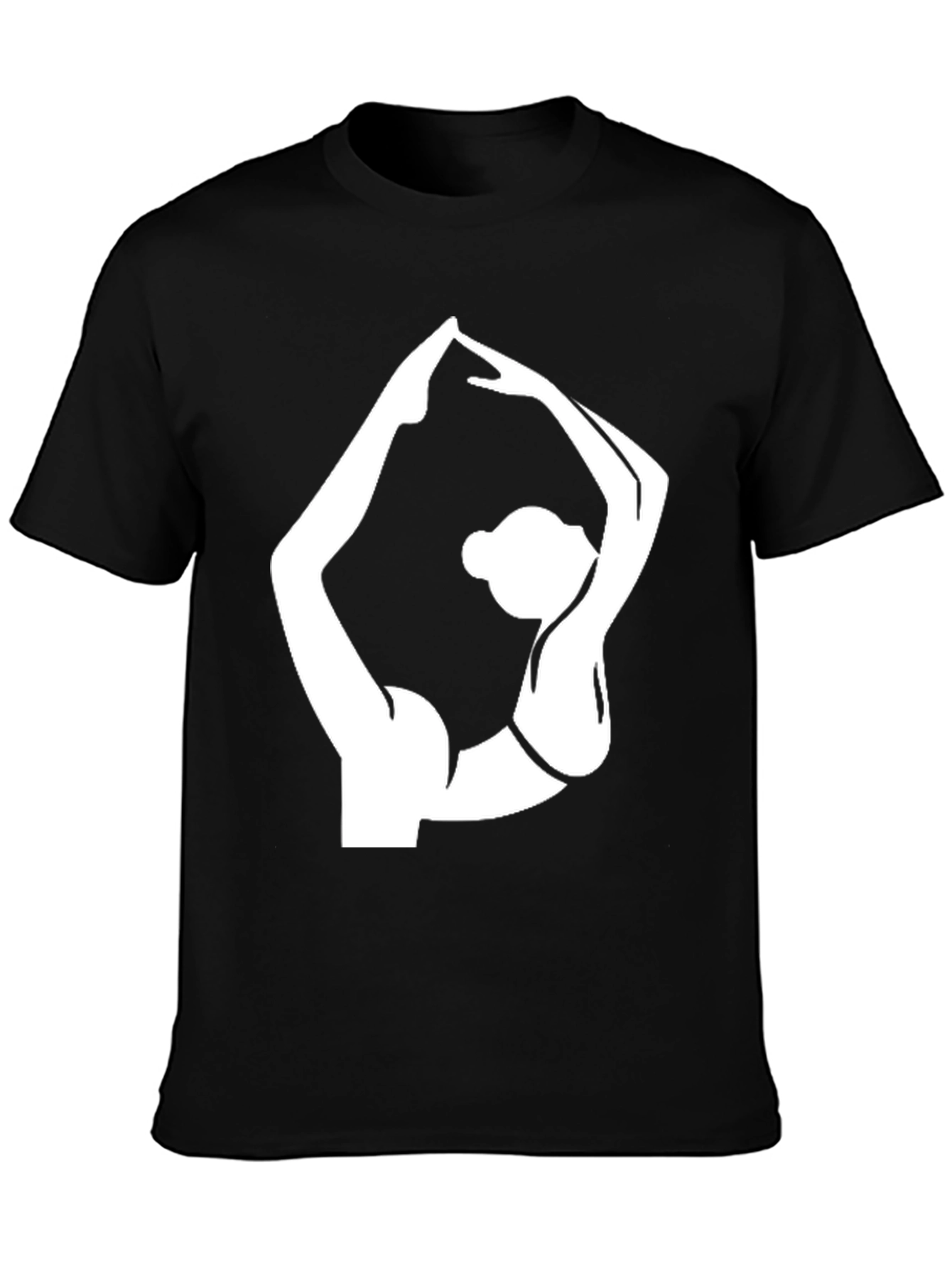 Yoga Pose Graphic Tee - Black Cotton Blend Shirt