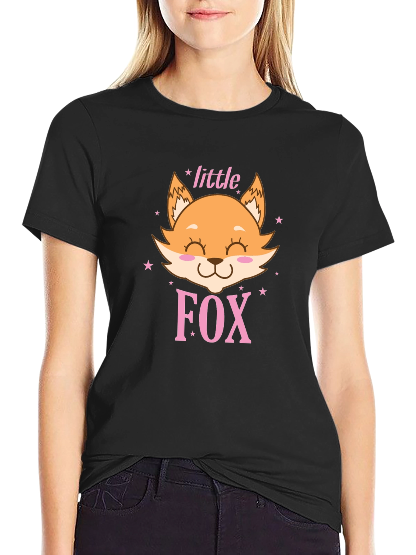 Cute Little Fox Graphic Tee - Unisex Black Shirt