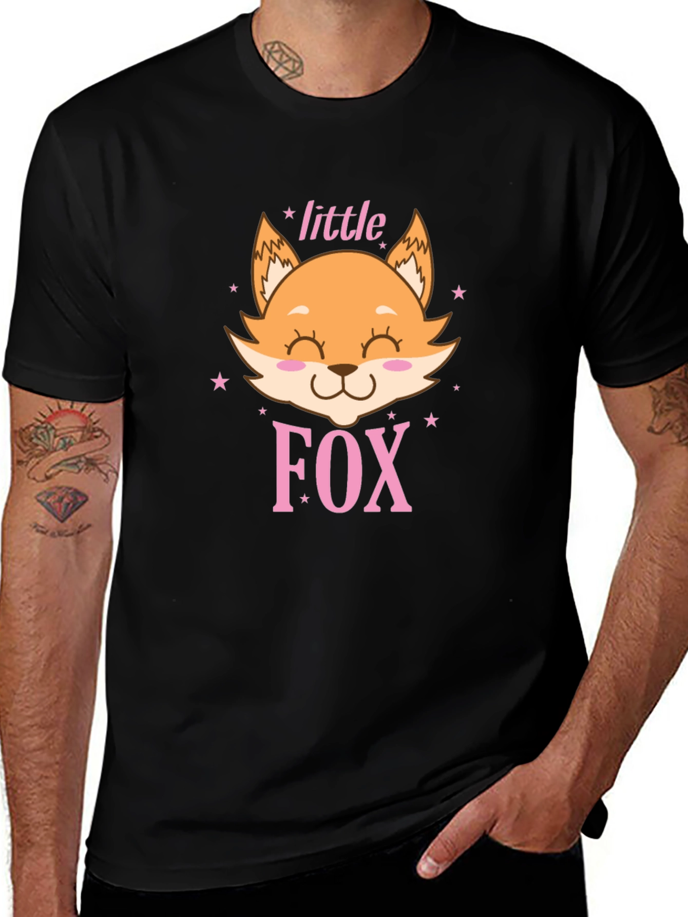Cute Little Fox Graphic Tee - Unisex Black Shirt