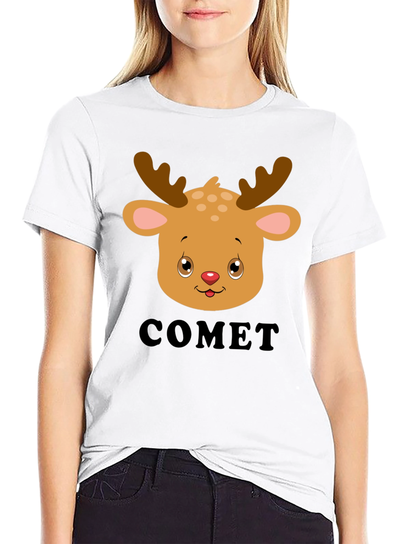 Comet Reindeer Graphic Tee - Black