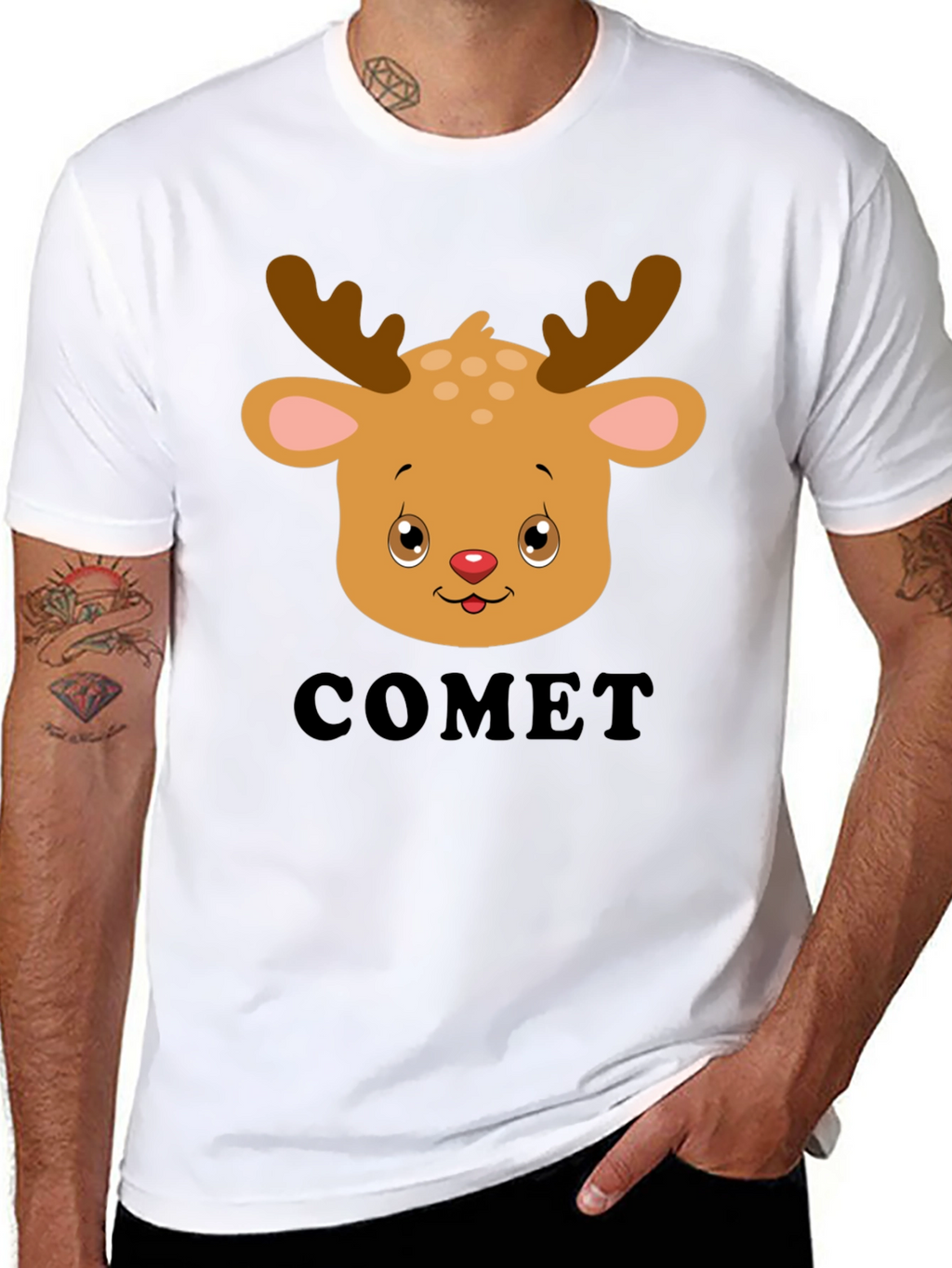 Comet Reindeer Graphic Tee - Black