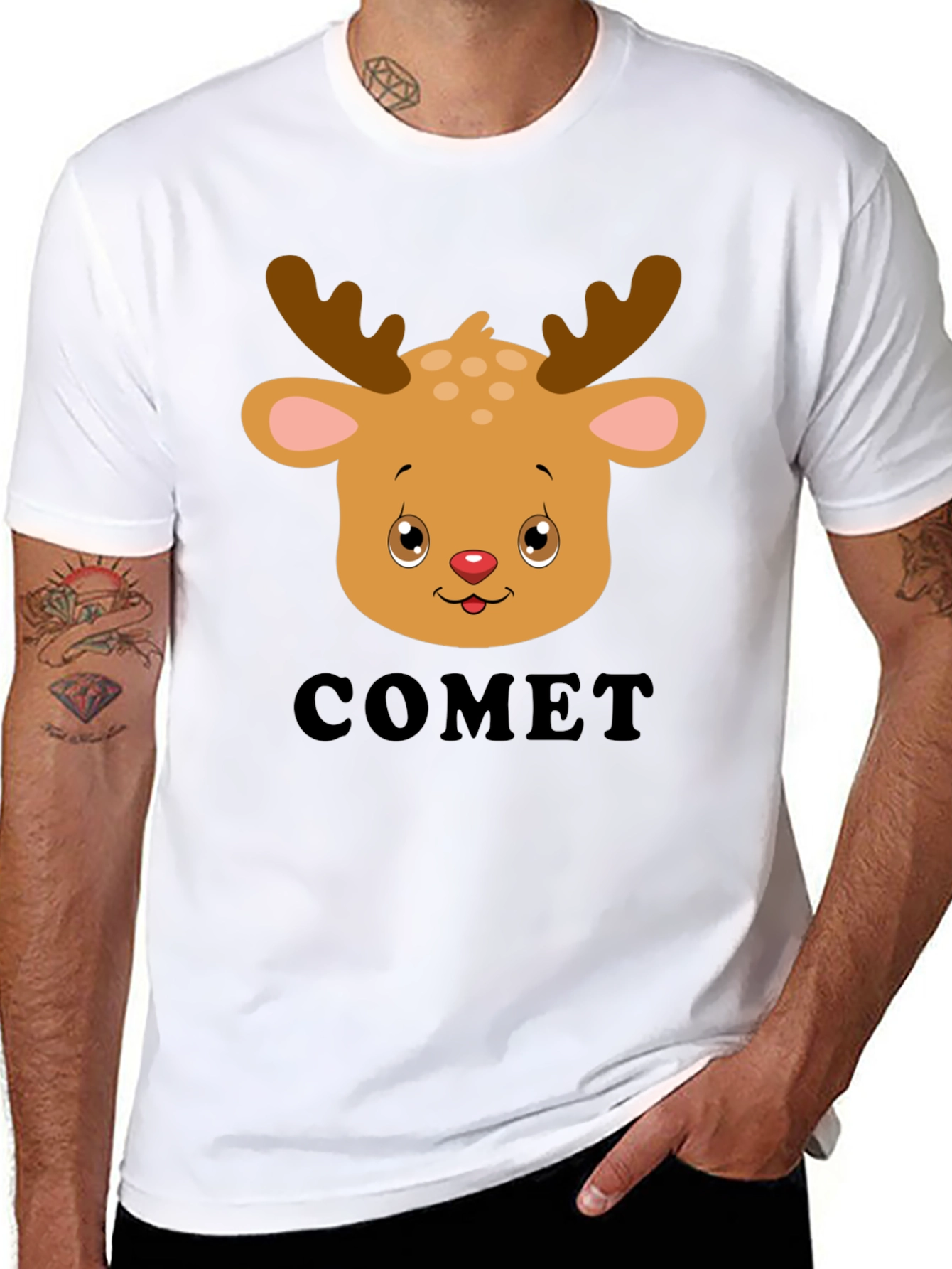 Comet Reindeer Graphic Tee - Black
