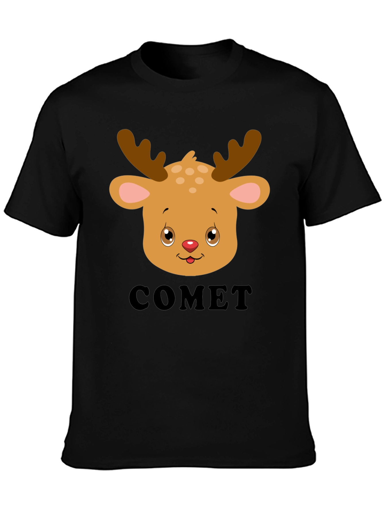 Comet Reindeer Graphic Tee - Black