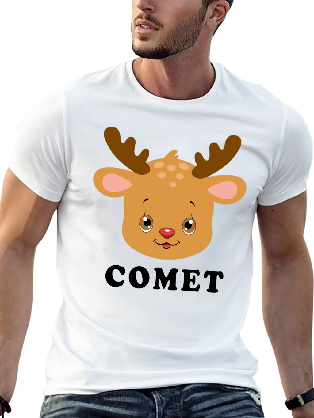 Comet Reindeer Graphic Tee - Black