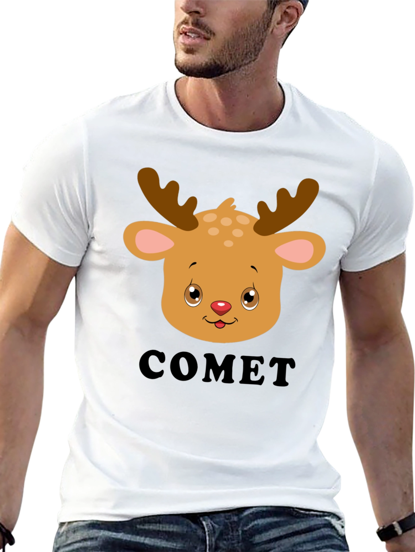 Comet Reindeer Graphic Tee - Black