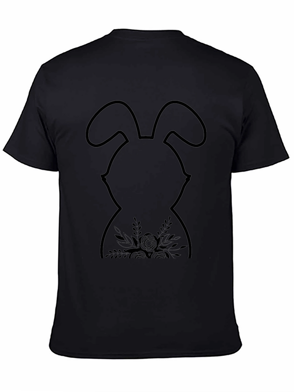 Easter Bunny Floral T-Shirt - Black