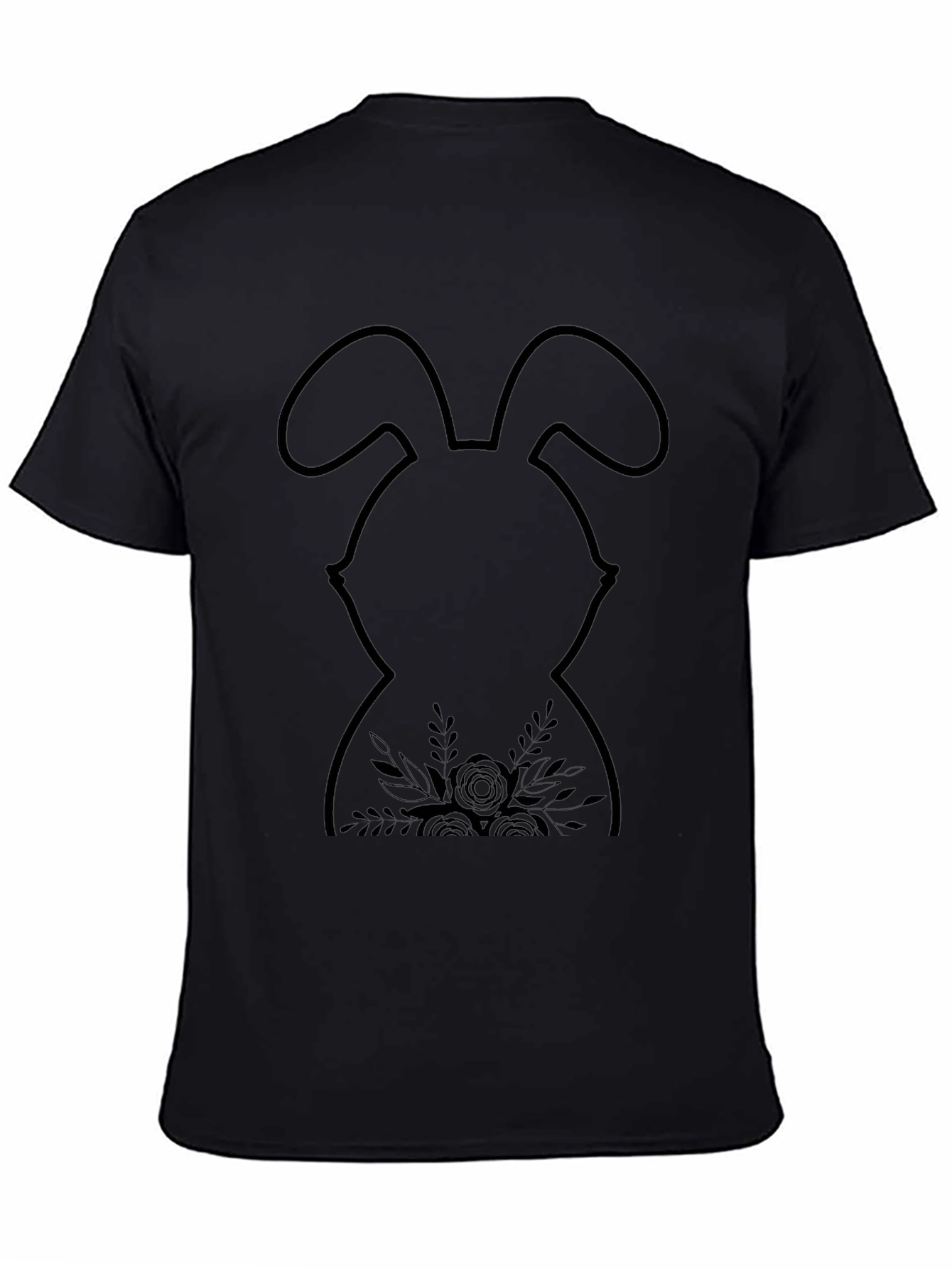 Easter Bunny Floral T-Shirt - Black
