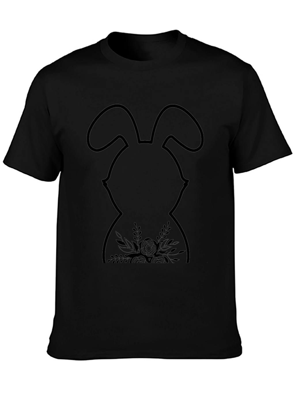 Easter Bunny Floral T-Shirt - Black