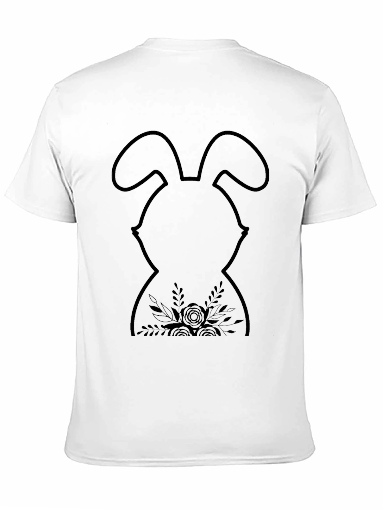 Easter Bunny Floral T-Shirt - Black