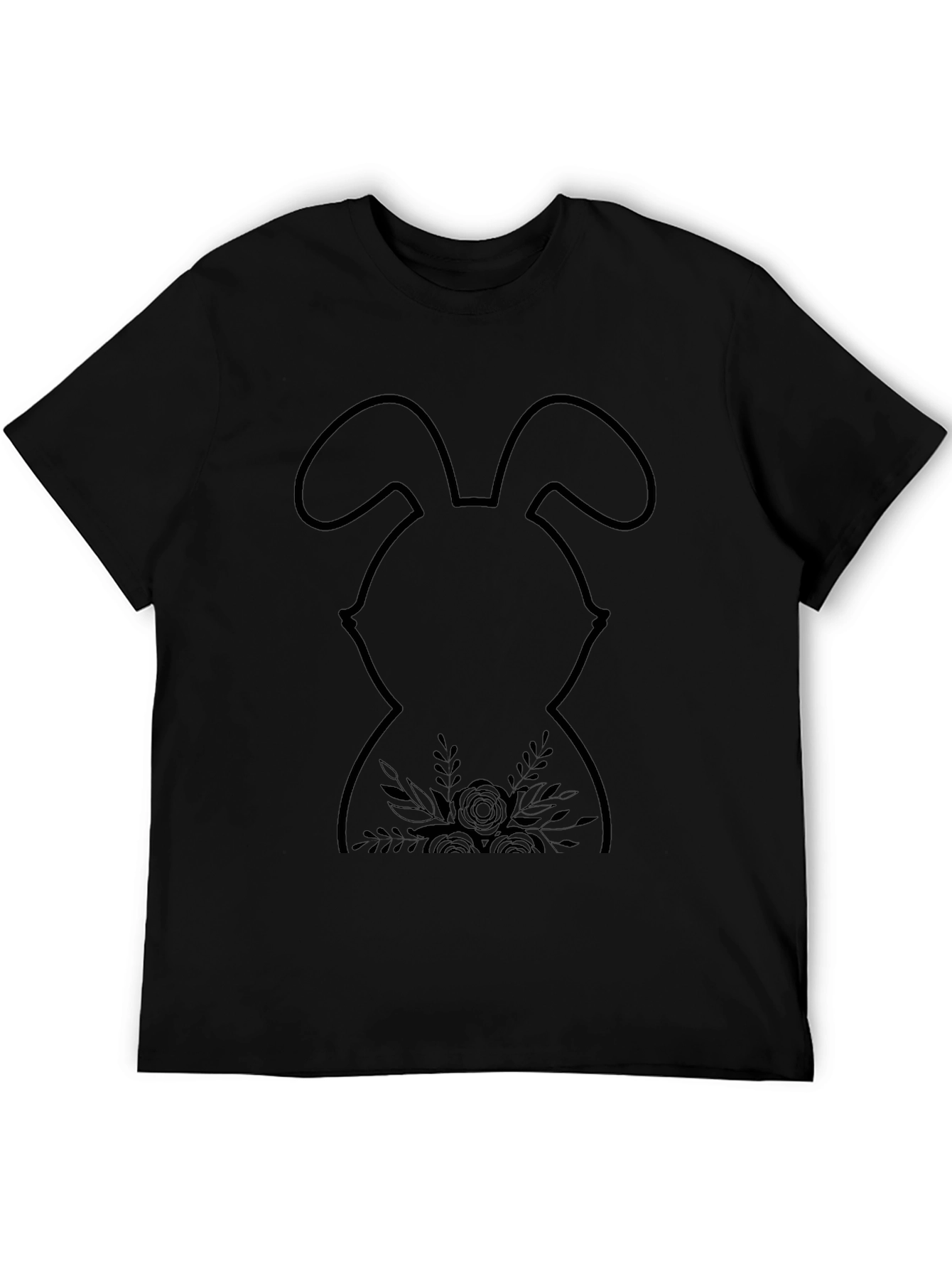 Easter Bunny Floral T-Shirt - Black