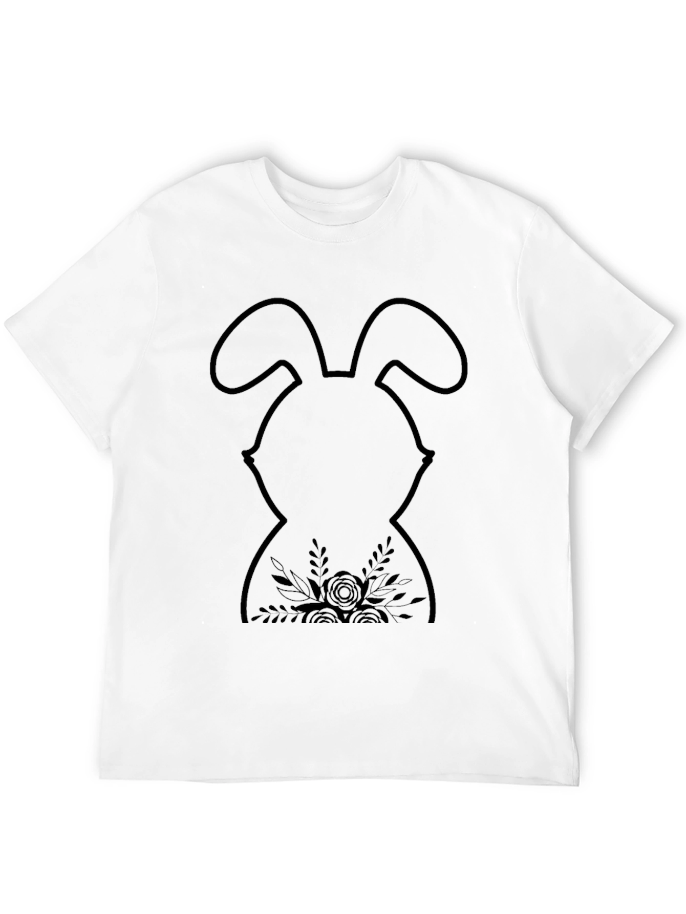 Easter Bunny Floral T-Shirt - Black