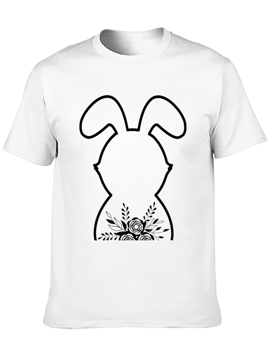Easter Bunny Floral T-Shirt - Black