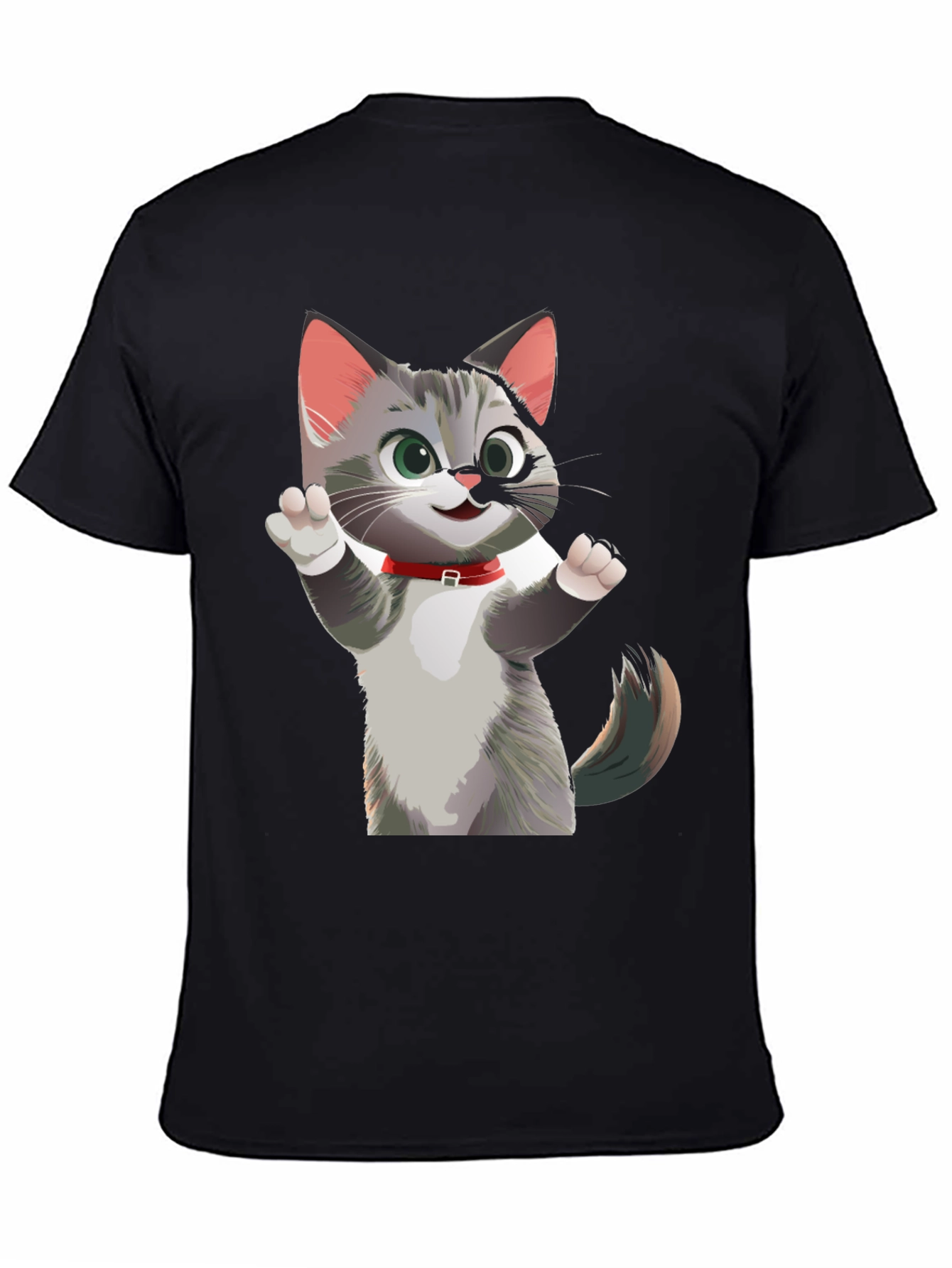Cartoon Cat Graphic Tee - Fun & Stylish Black T-Shirt