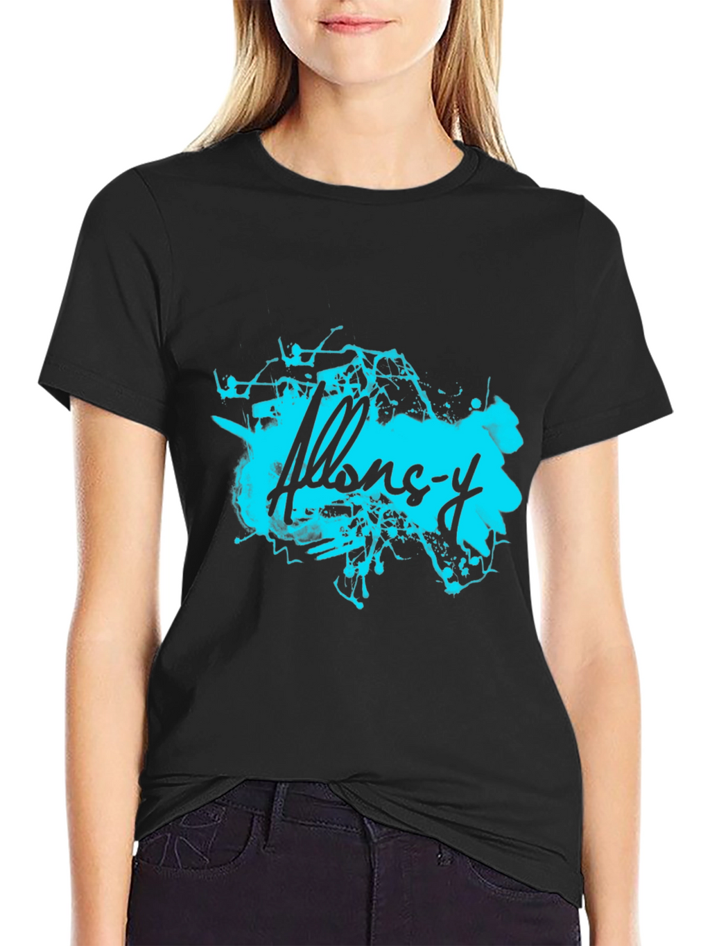 Abstract Allons-y Graphic Black T-Shirt