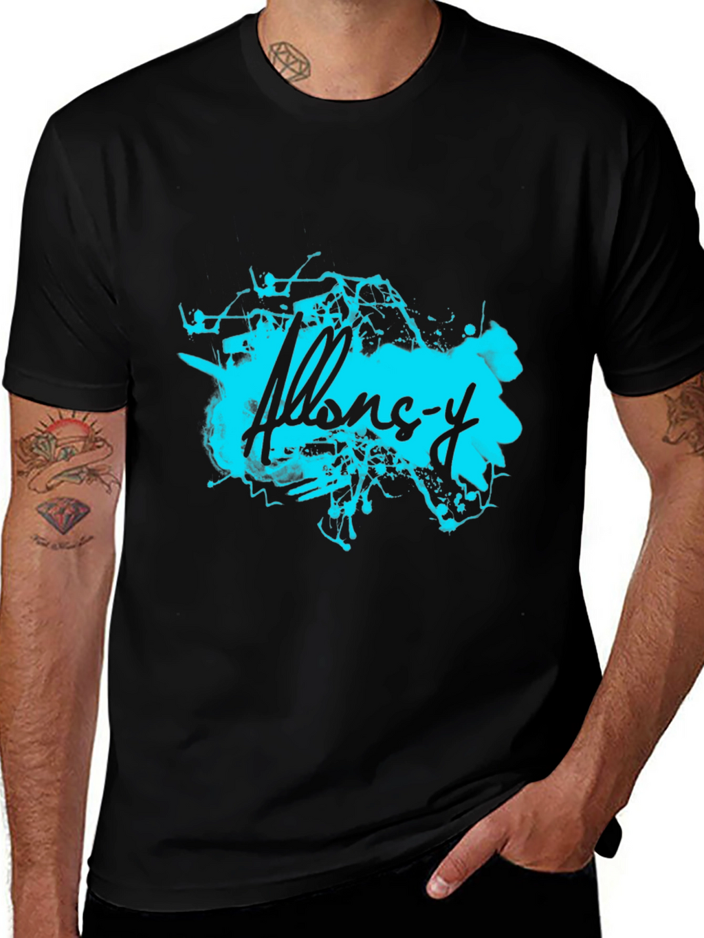 Abstract Allons-y Graphic Black T-Shirt