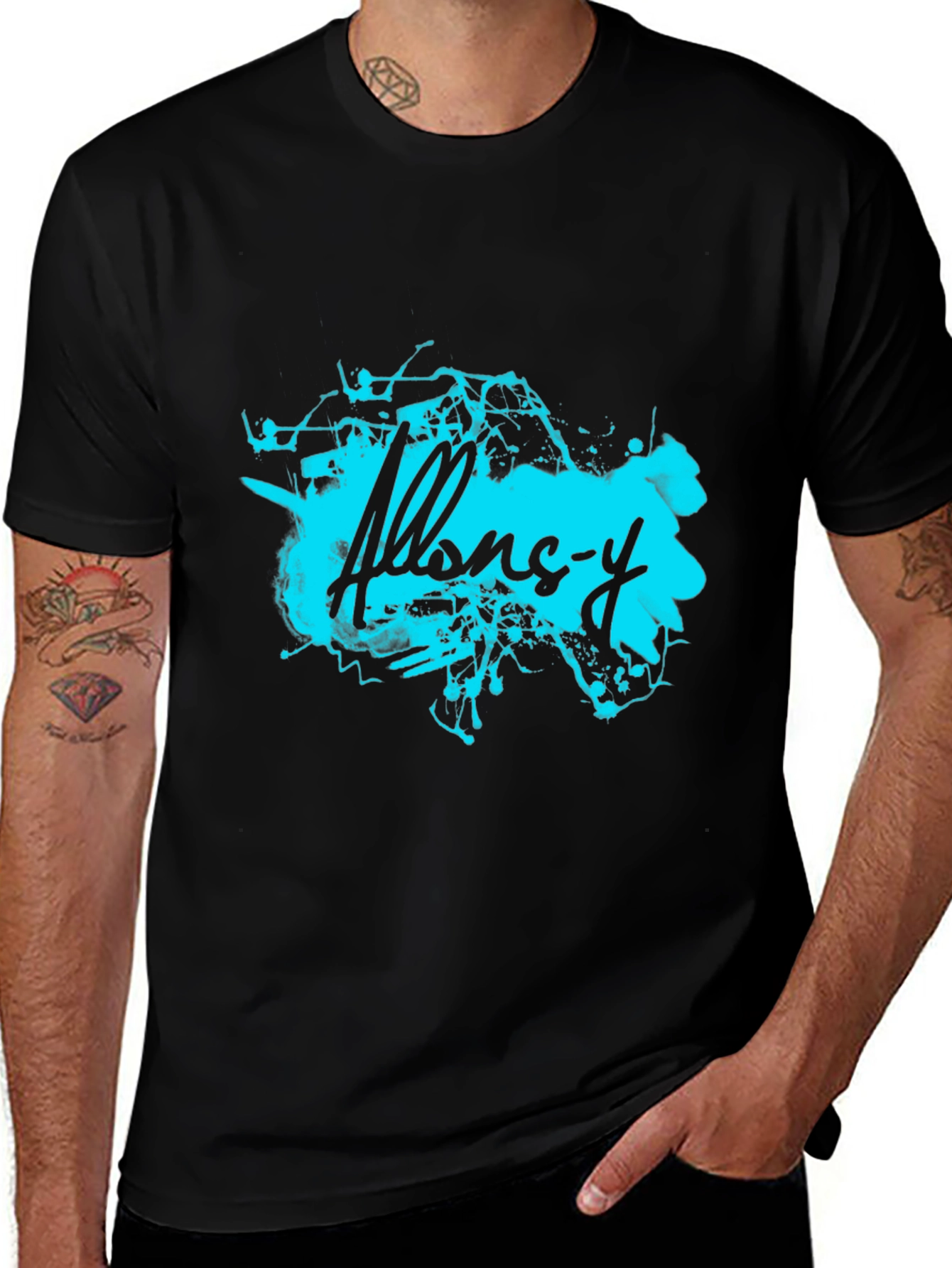Abstract Allons-y Graphic Black T-Shirt