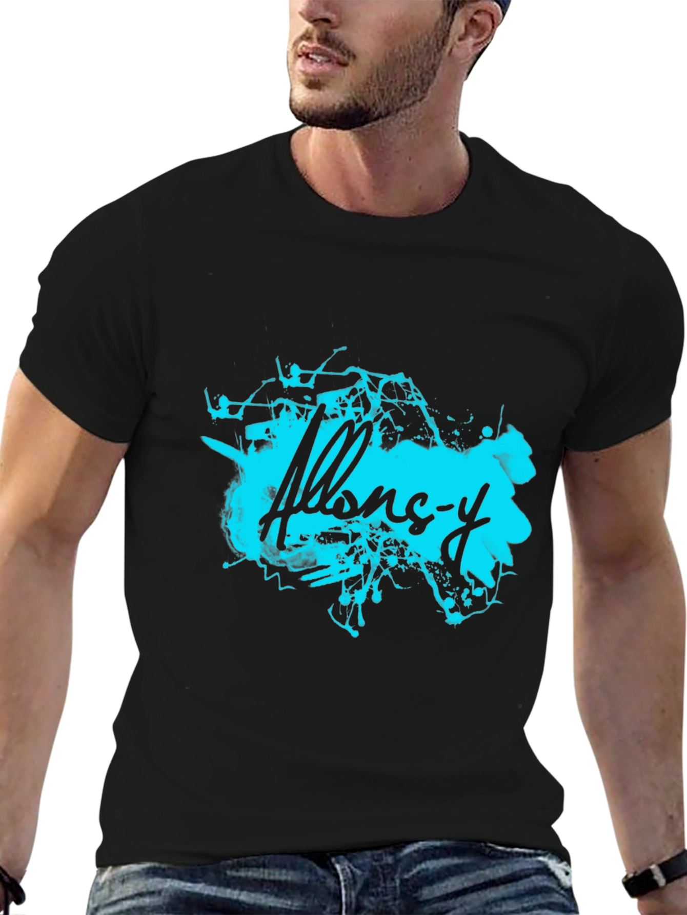 Abstract Allons-y Graphic Black T-Shirt