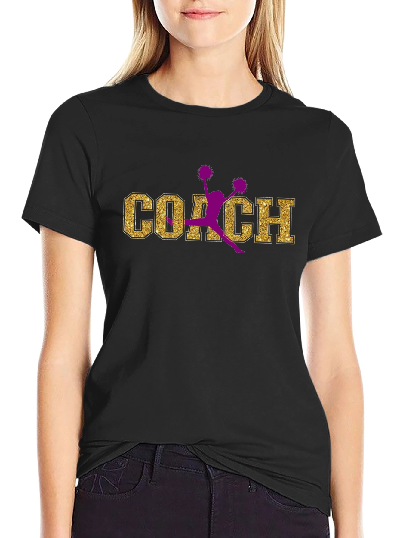 Cheer Coach T-Shirt Glitter Gold Design