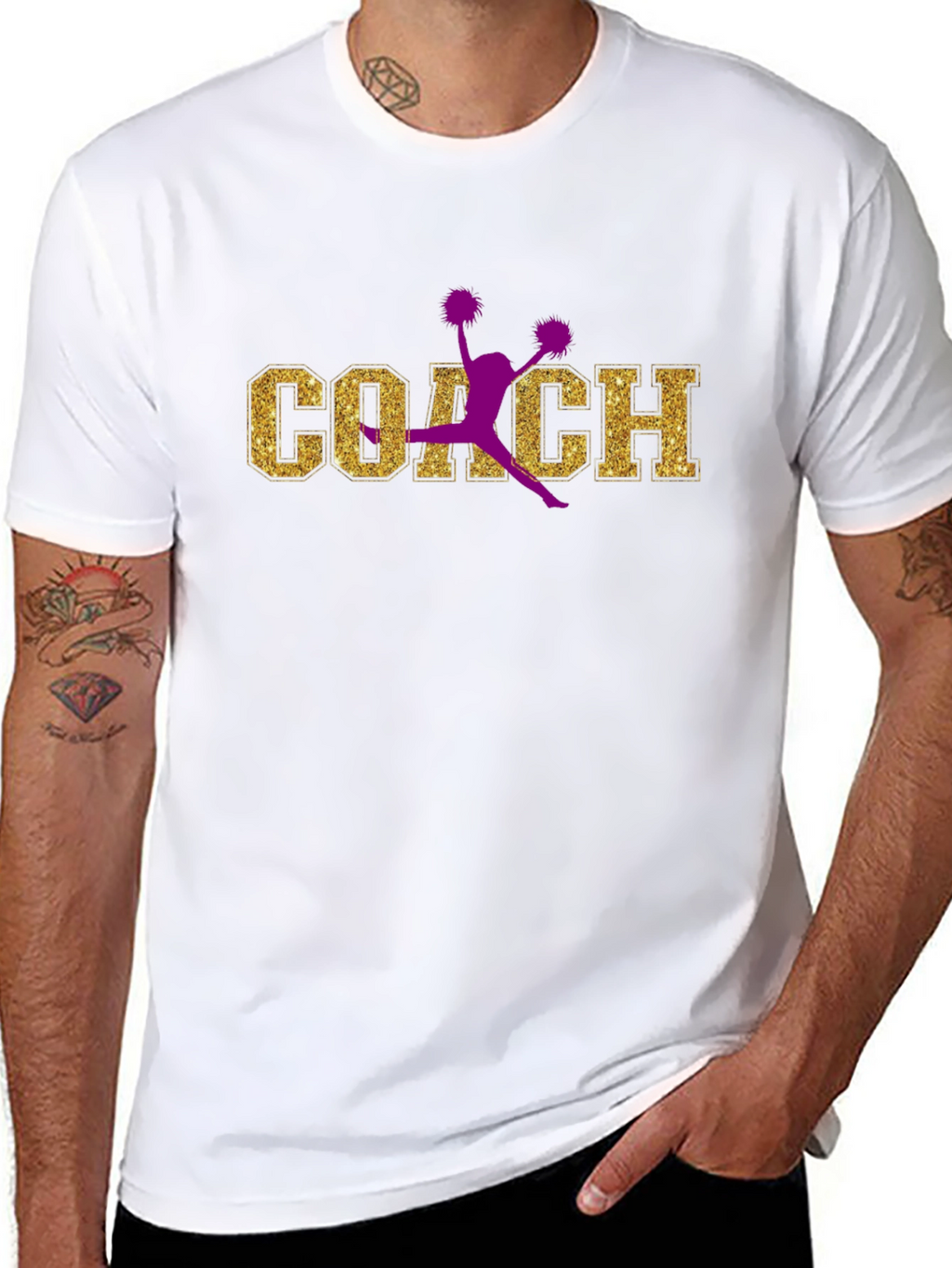 Cheer Coach T-Shirt Glitter Gold Design