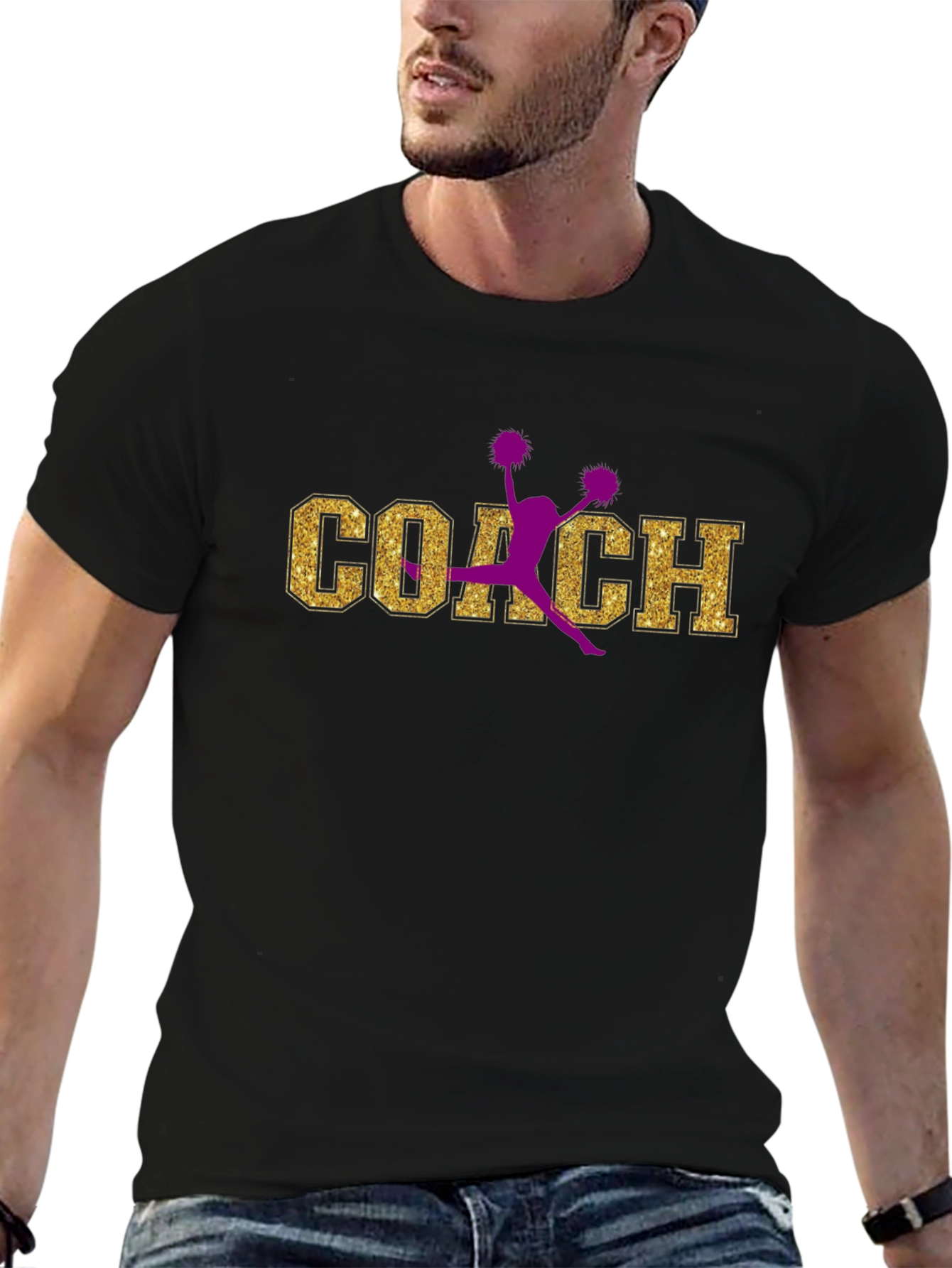 Cheer Coach T-Shirt Glitter Gold Design
