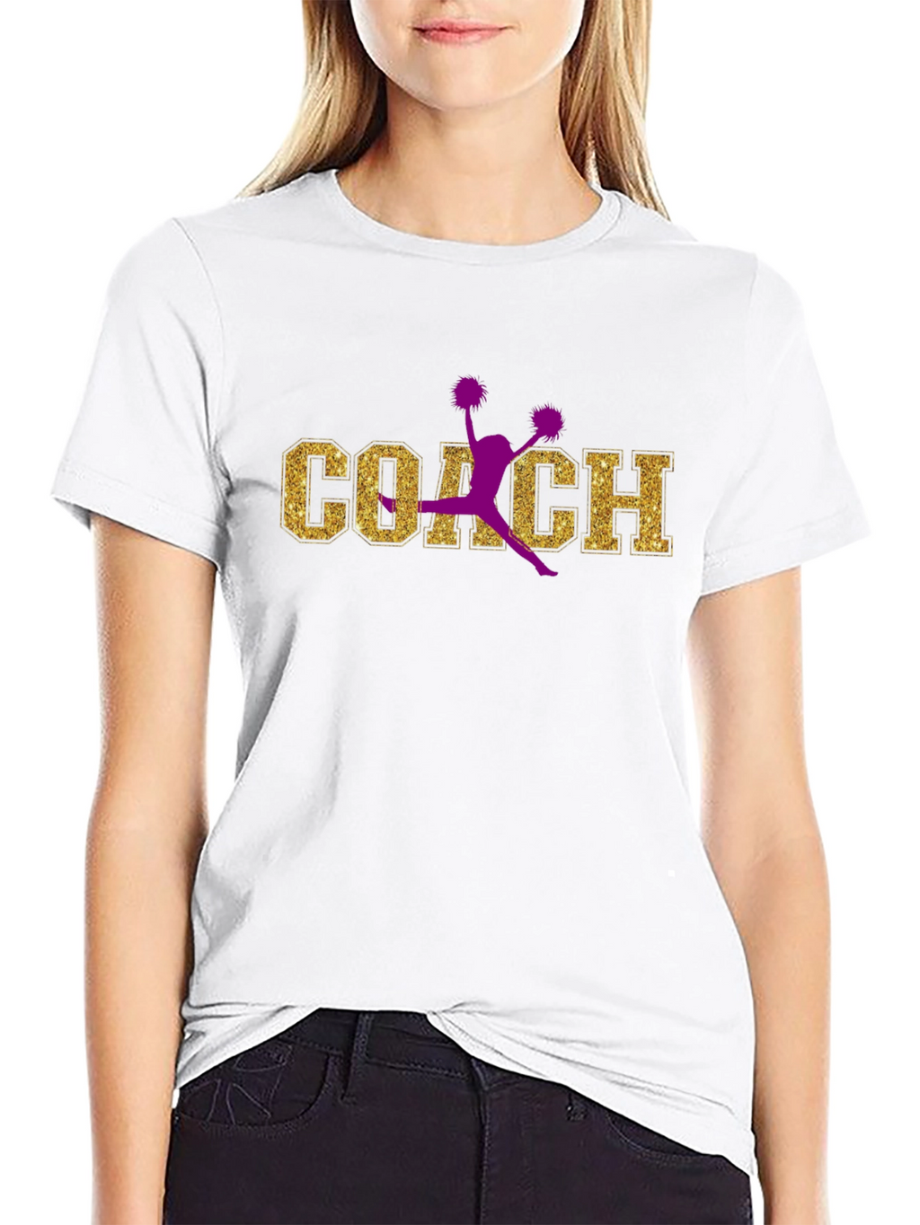 Cheer Coach T-Shirt Glitter Gold Design