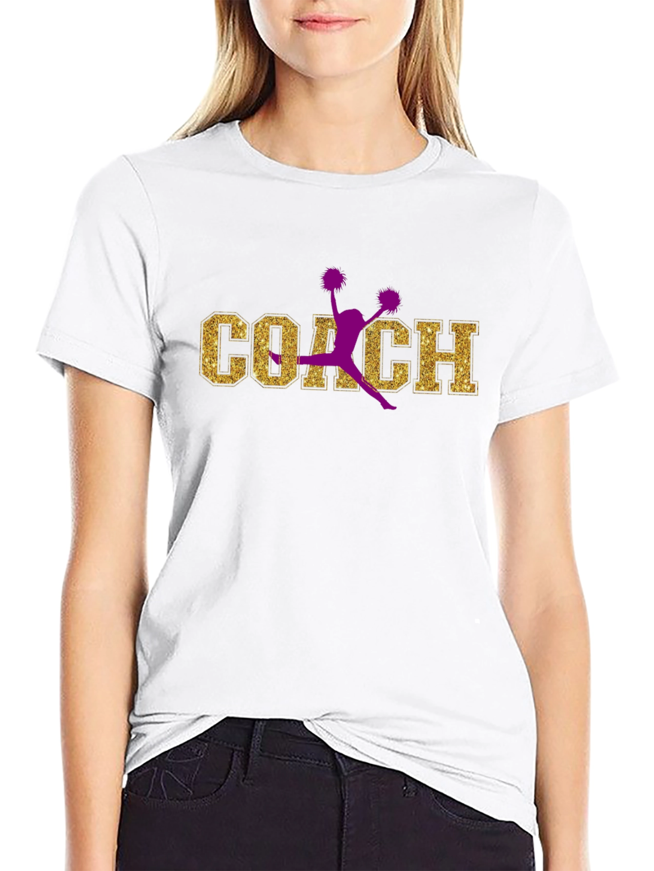 Cheer Coach T-Shirt Glitter Gold Design