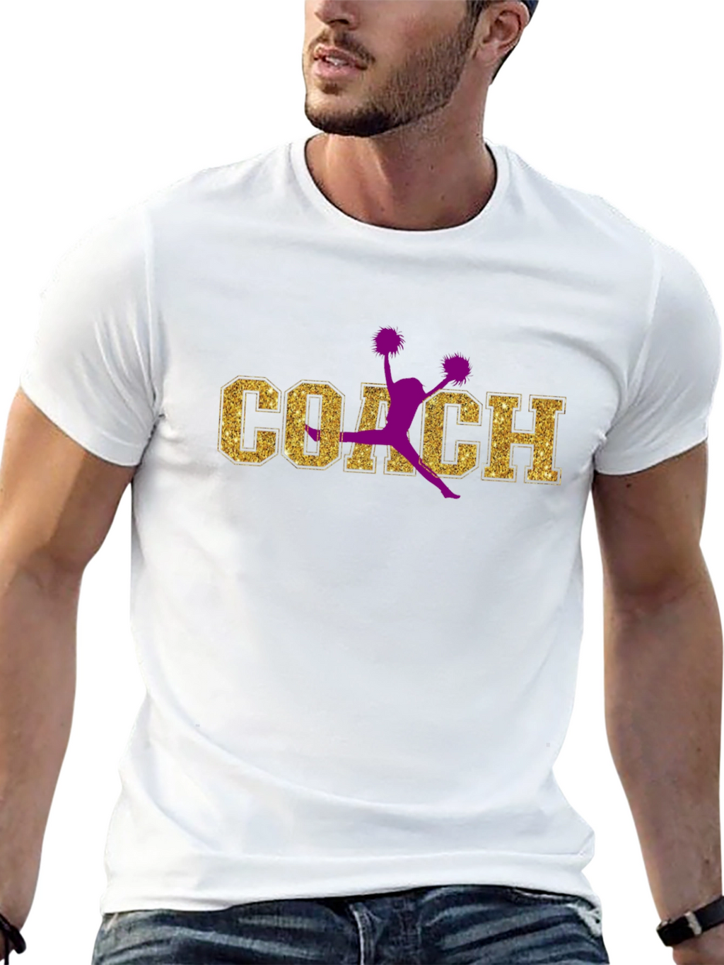 Cheer Coach T-Shirt Glitter Gold Design