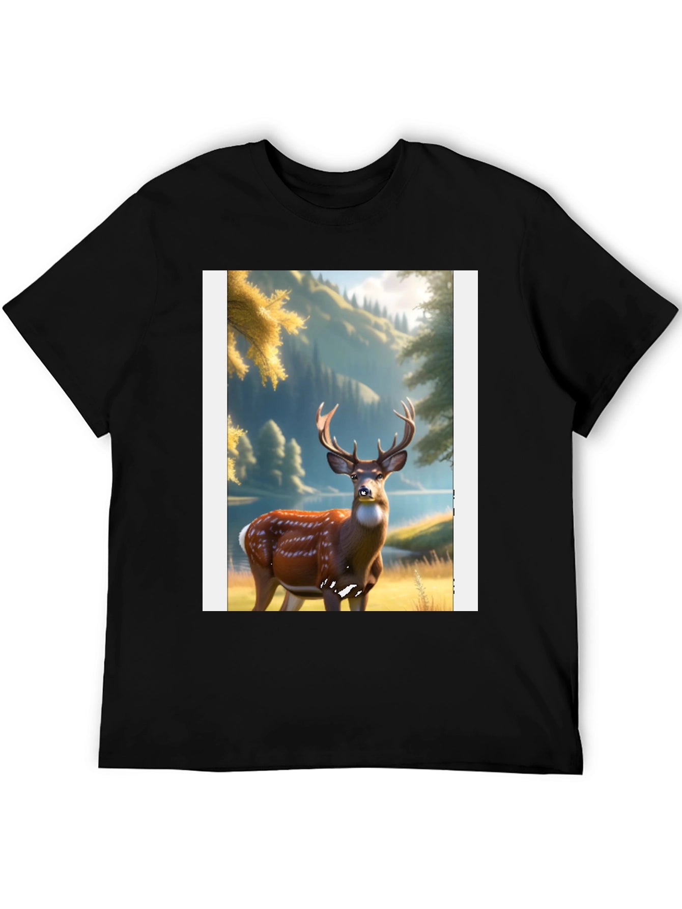 Deer Graphic Black T-Shirt