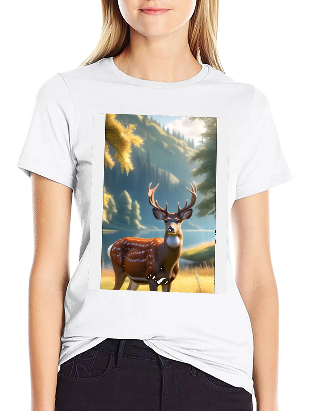 Deer Graphic Black T-Shirt