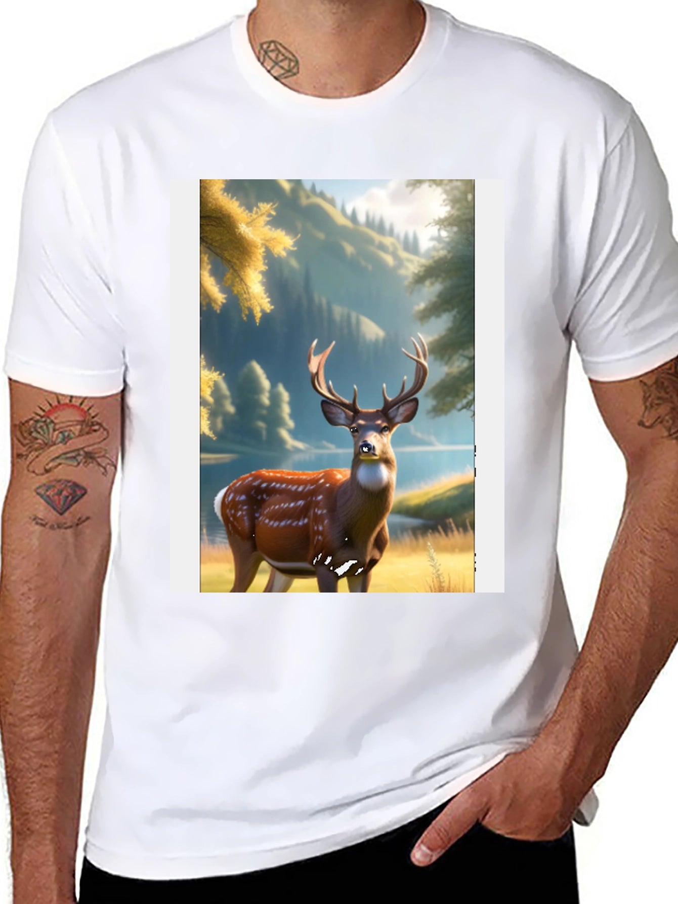 Deer Graphic Black T-Shirt