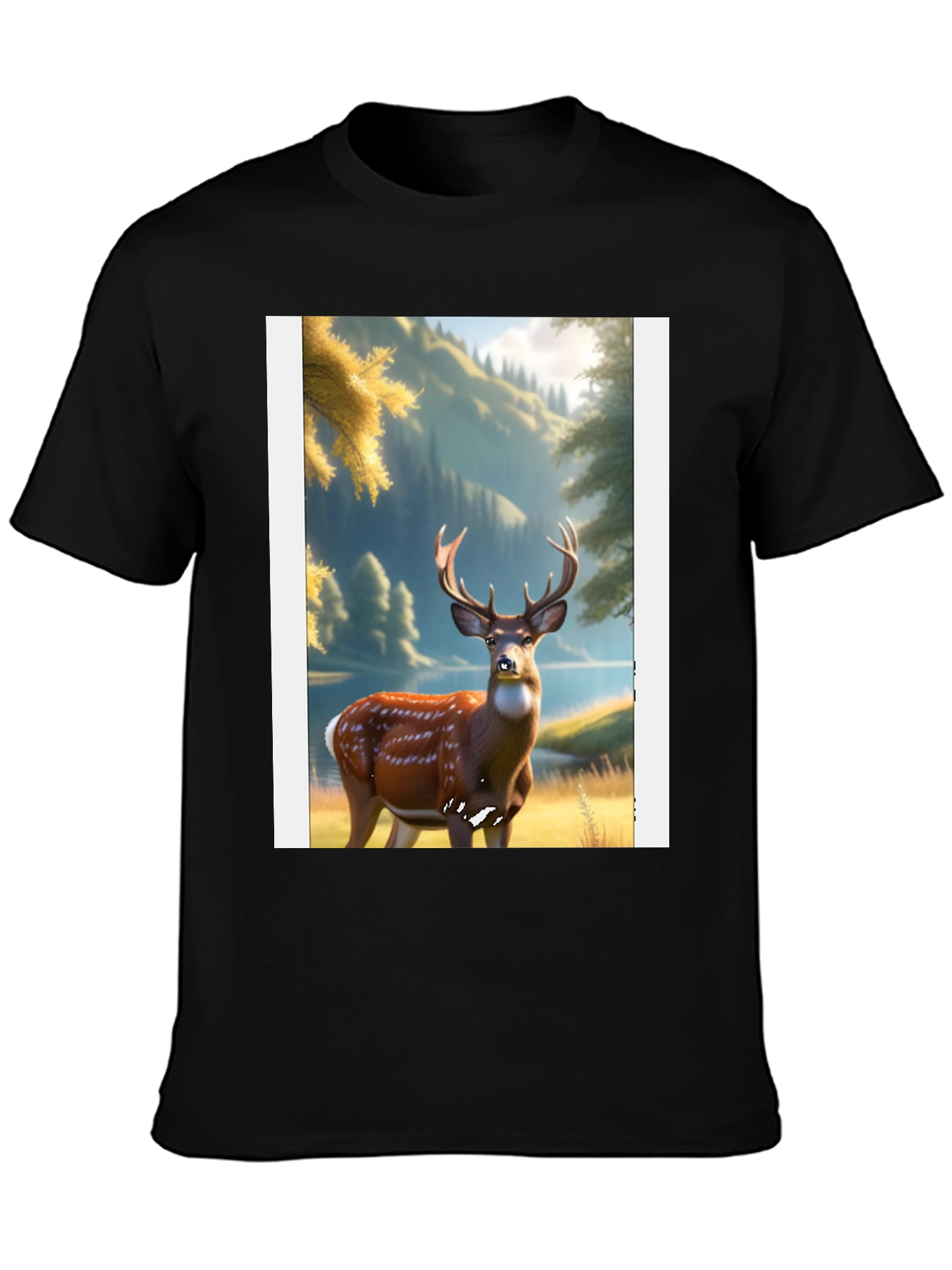 Deer Graphic Black T-Shirt