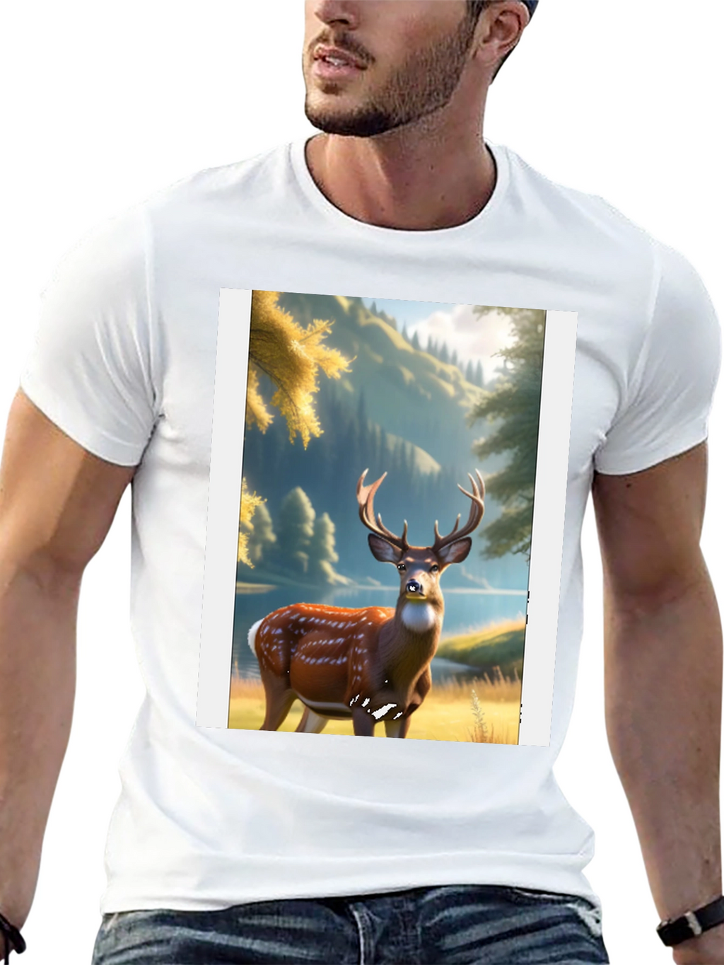 Deer Graphic Black T-Shirt