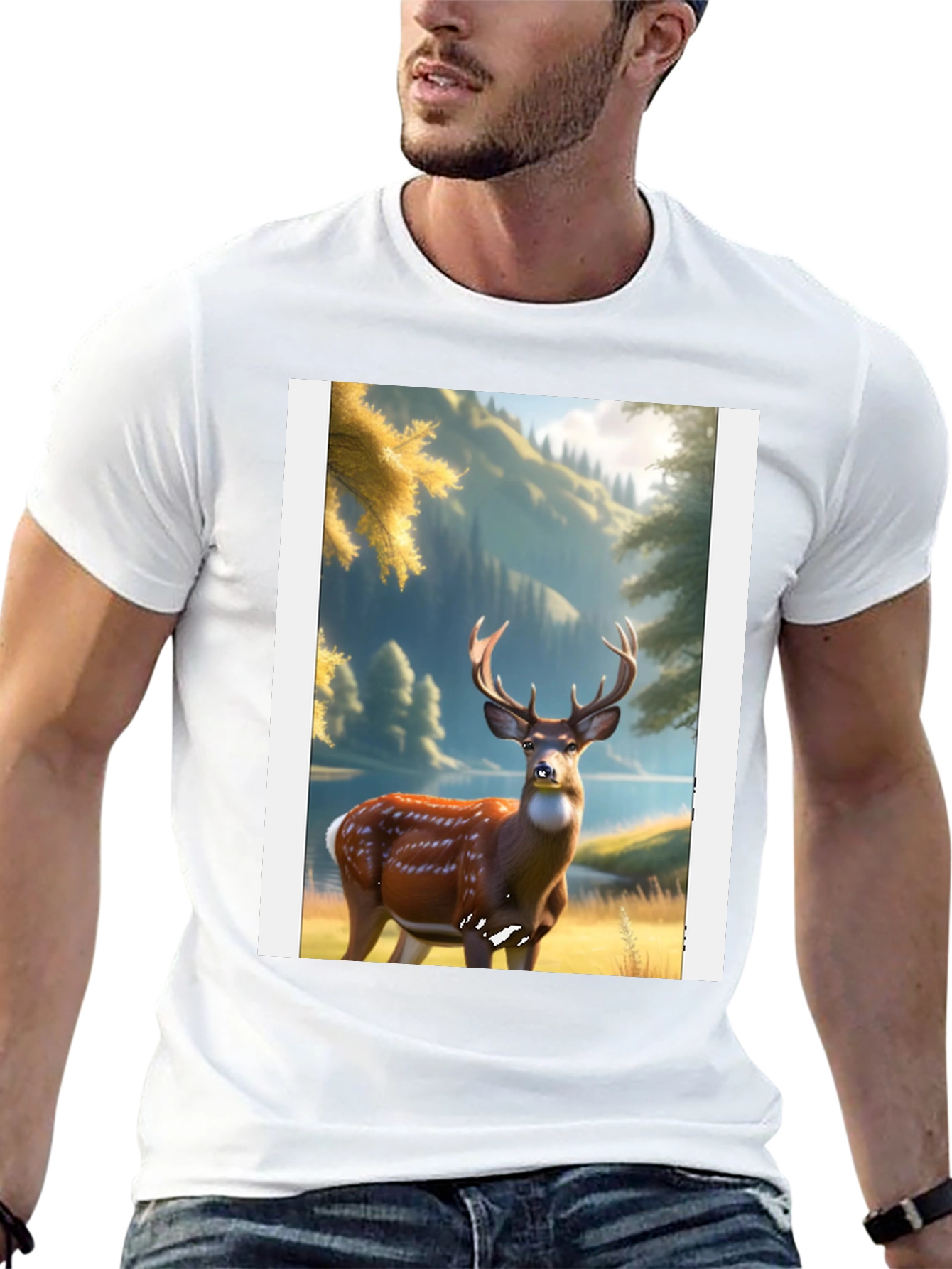 Deer Graphic Black T-Shirt
